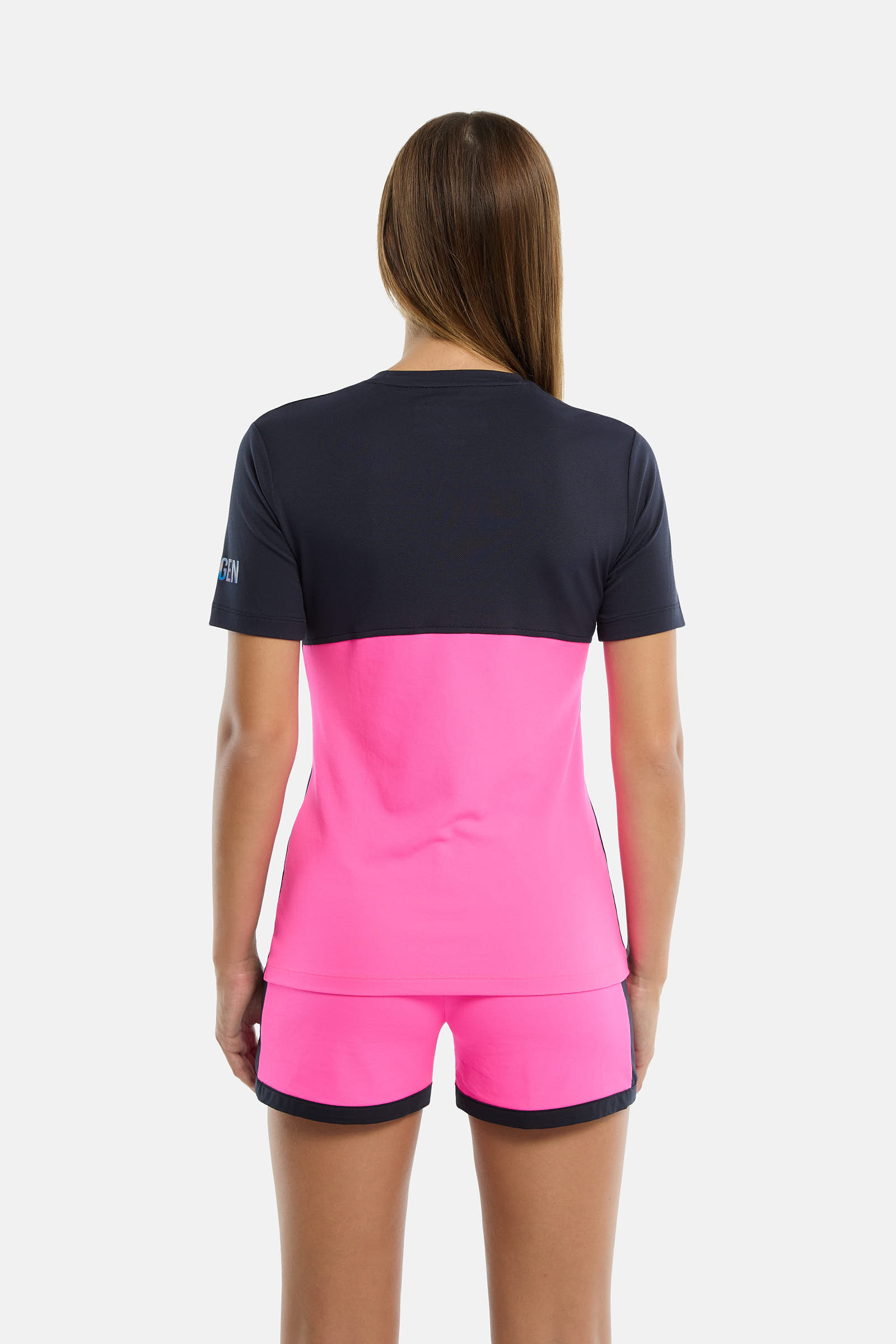 PIQUET TECH T-SHIRT - BLUE NAVY,FLUO FUCHSIA - Hydrogen - Luxury Sportwear