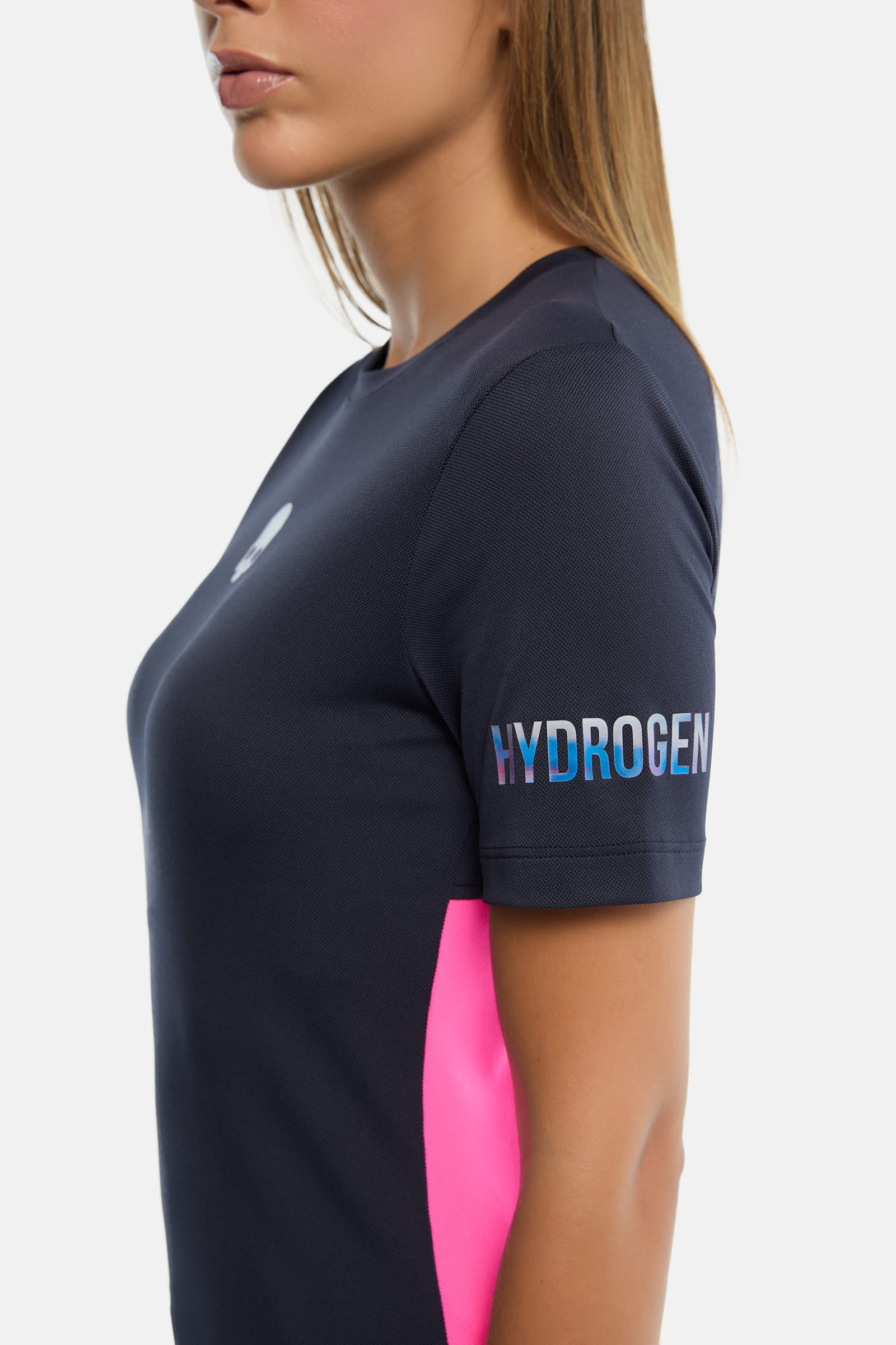 PIQUET TECH T-SHIRT - BLUE NAVY,FLUO FUCHSIA - Hydrogen - Luxury Sportwear