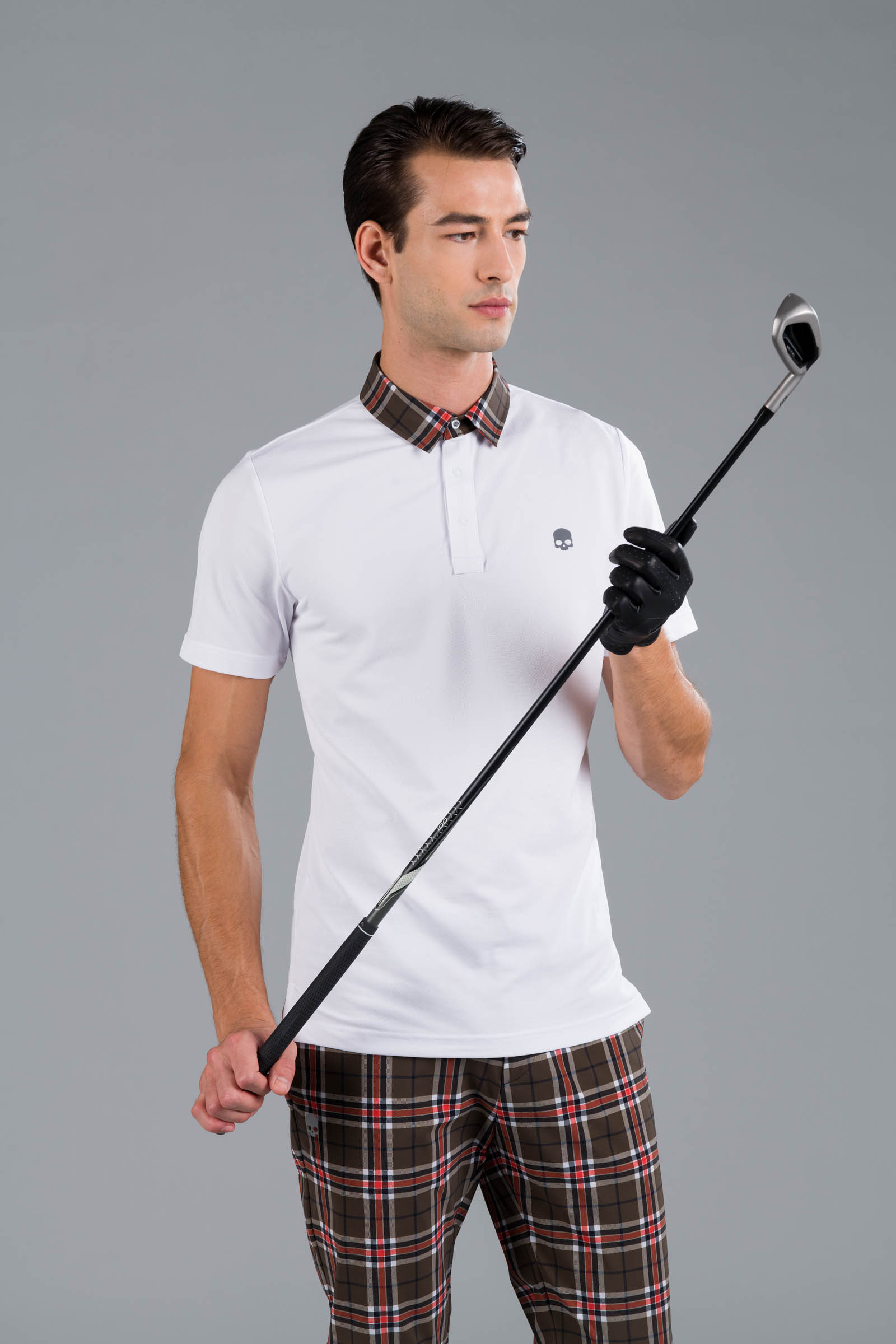 TECH TARTAN NECK POLO - Apparel - Hydrogen - Luxury Sportwear