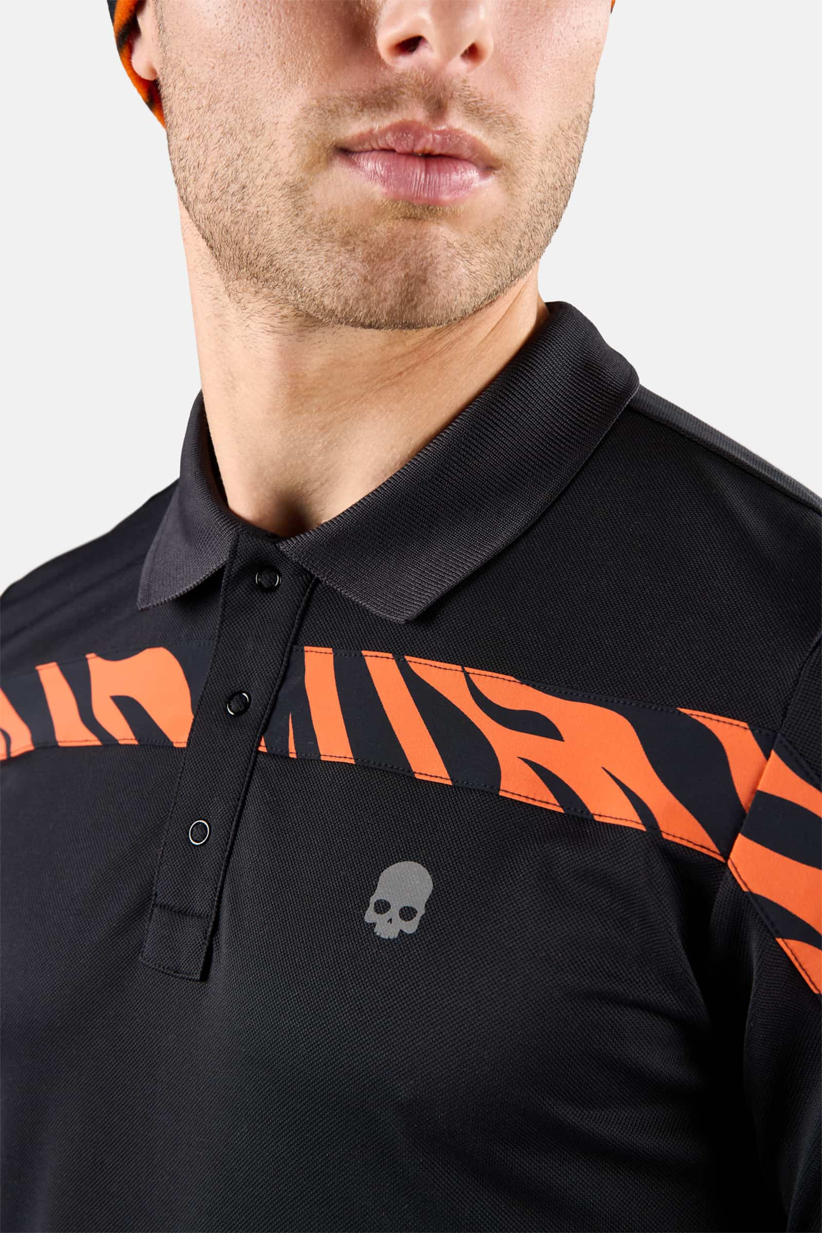 Polo a righe con manica lunga - BLACK,ORANGE TIGER - Abbigliamento sportivo | Hydrogen