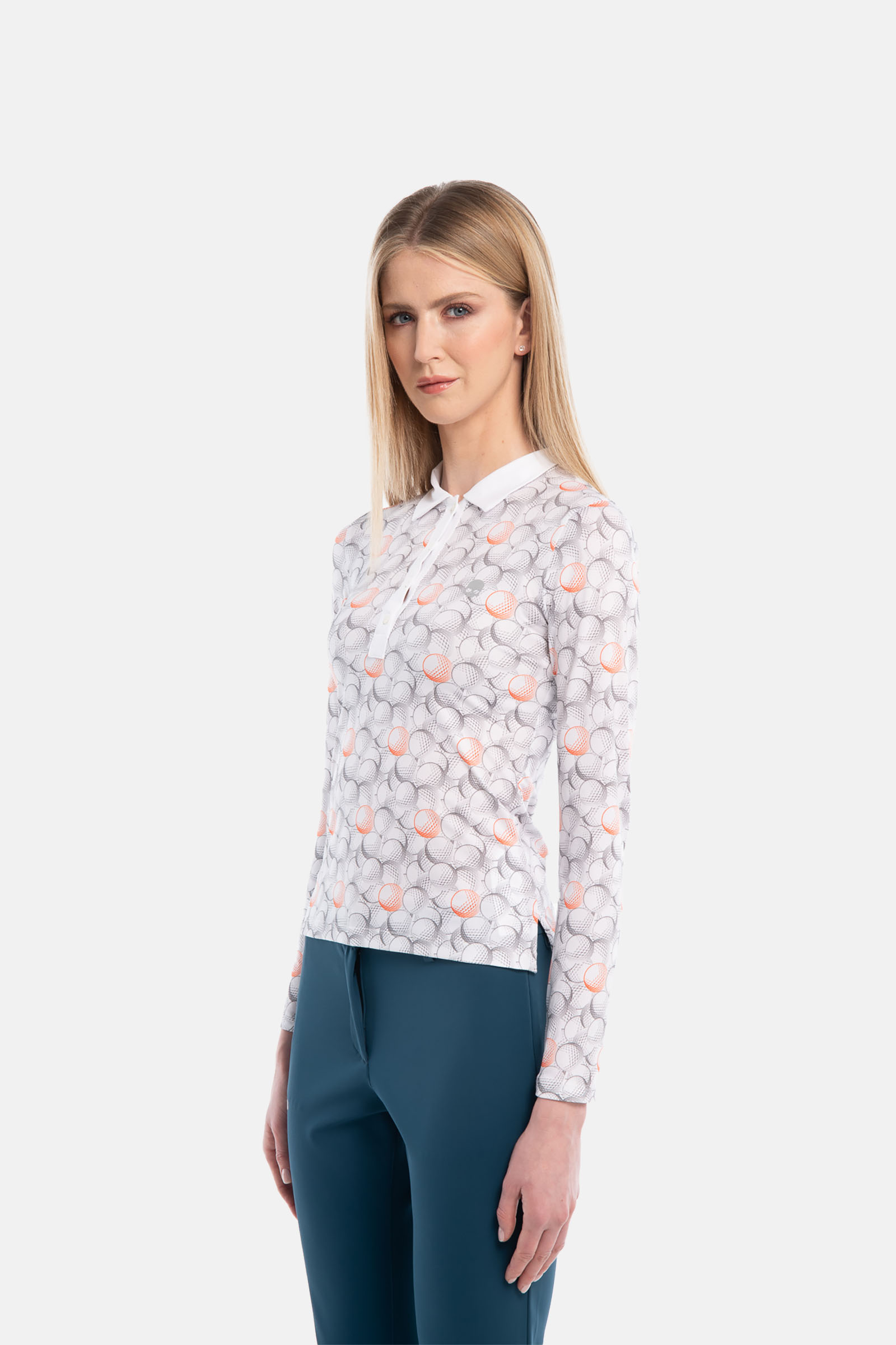 GOLF BALLS ALL OVER POLO LS - WHITE,ORANGE - Hydrogen - Luxury Sportwear