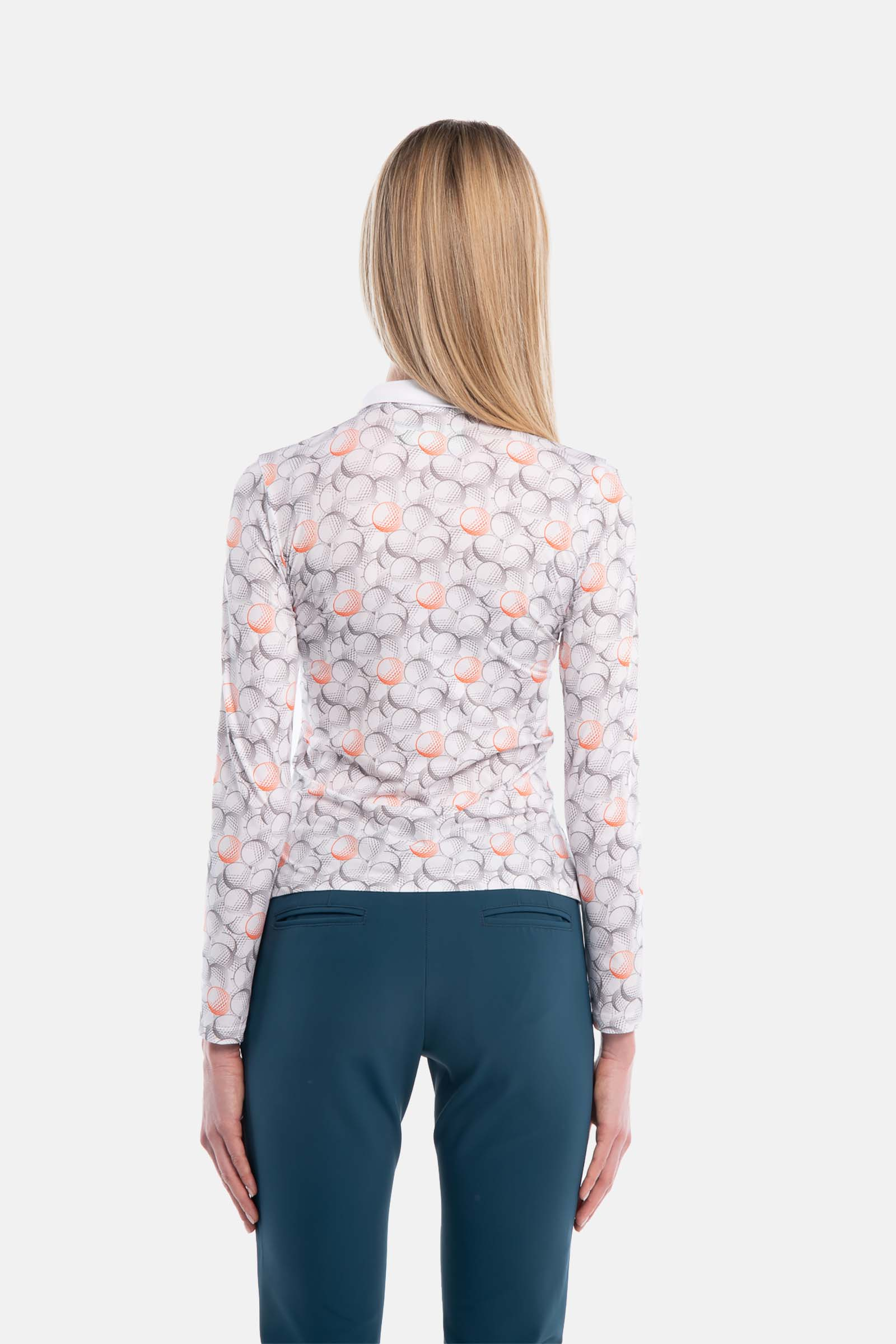 GOLF BALLS ALL OVER POLO LS - WHITE,ORANGE - Hydrogen - Luxury Sportwear
