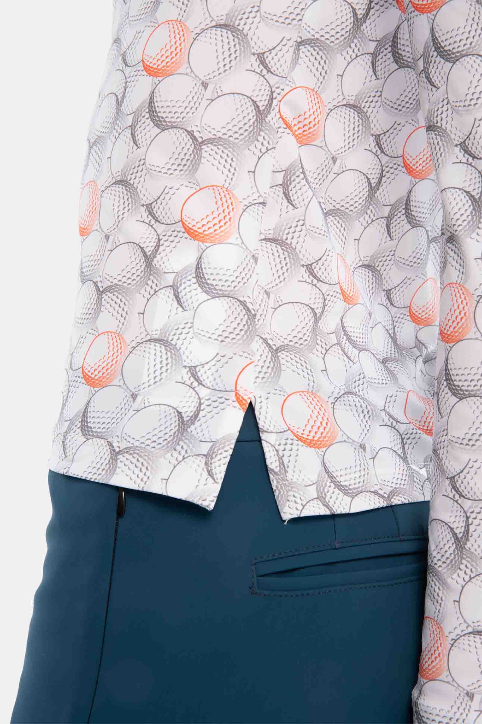 GOLF BALLS ALL OVER POLO LS - WHITE,ORANGE - Hydrogen - Luxury Sportwear