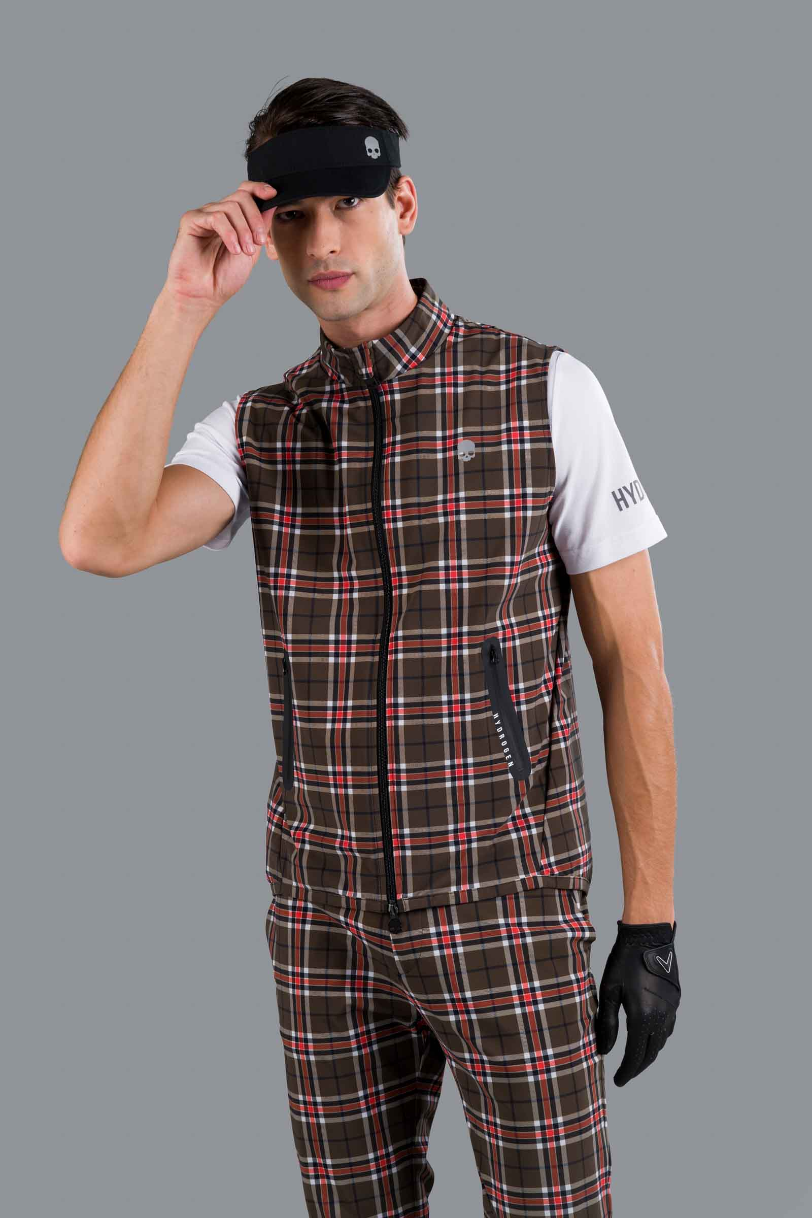 GOLF VEST - DIS. 4 BROWN/RED - Hydrogen - Luxury Sportwear