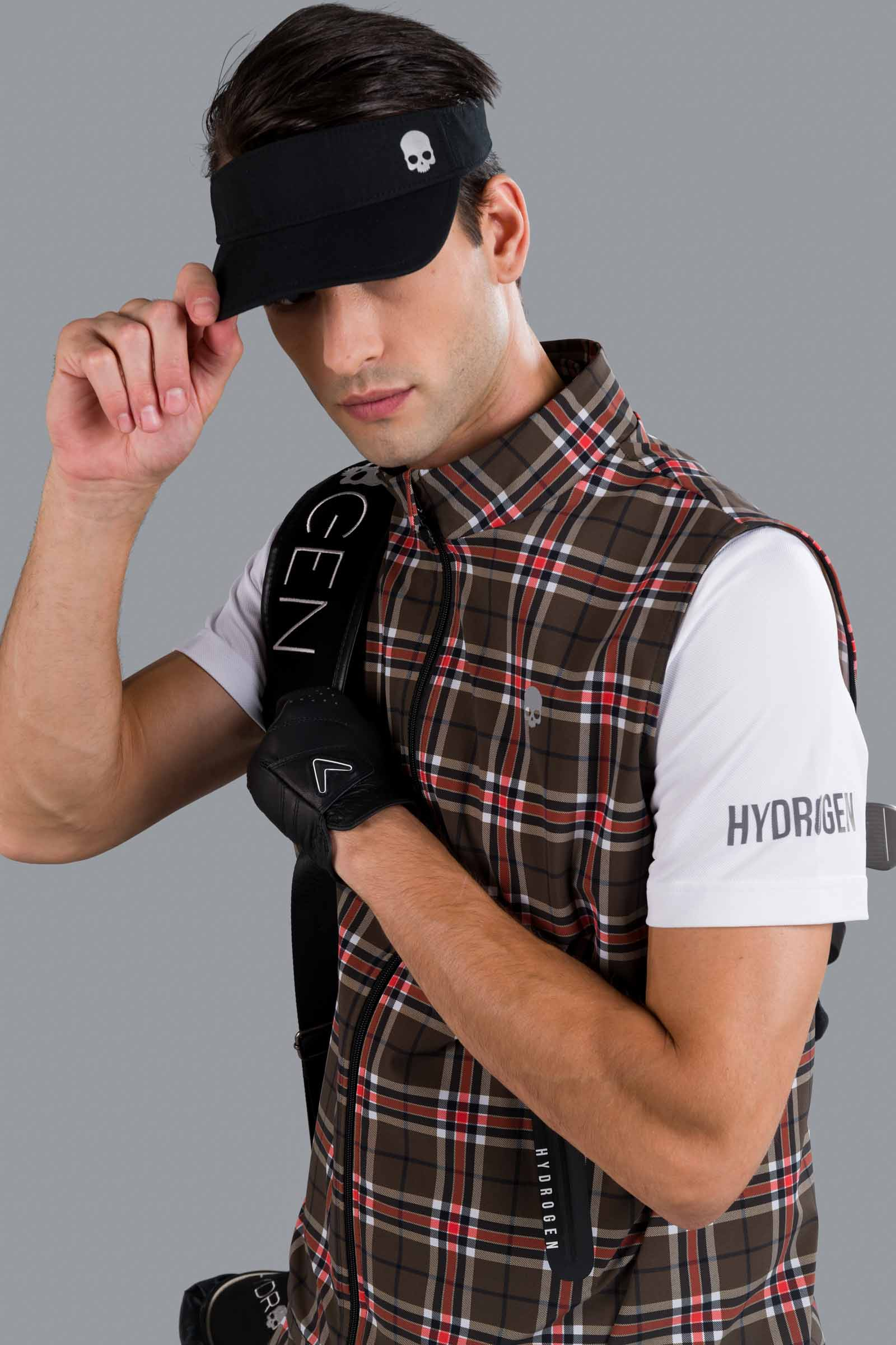 GOLF VEST - DIS. 4 BROWN/RED - Hydrogen - Luxury Sportwear