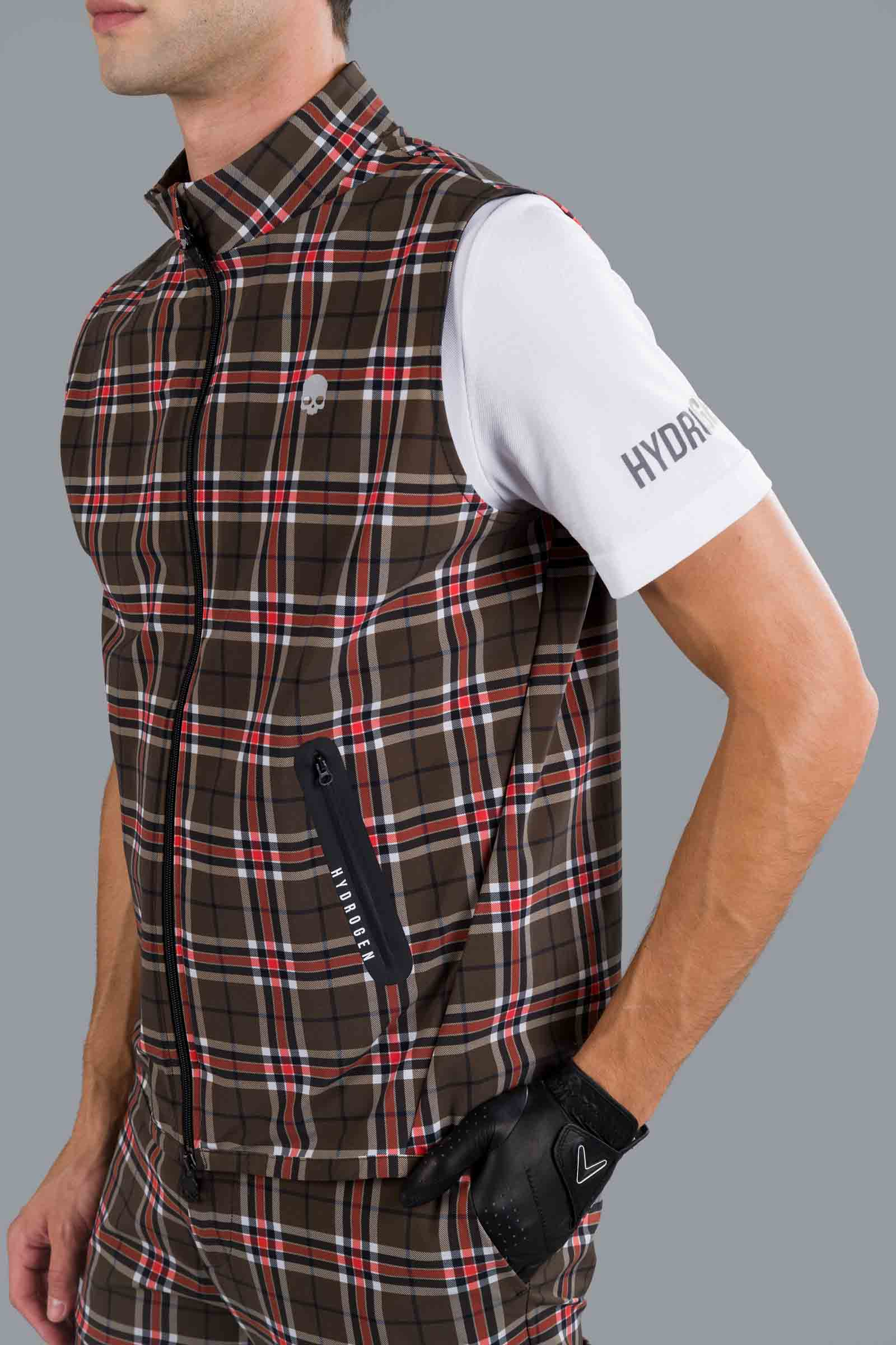 GOLF VEST - DIS. 4 BROWN/RED - Hydrogen - Luxury Sportwear
