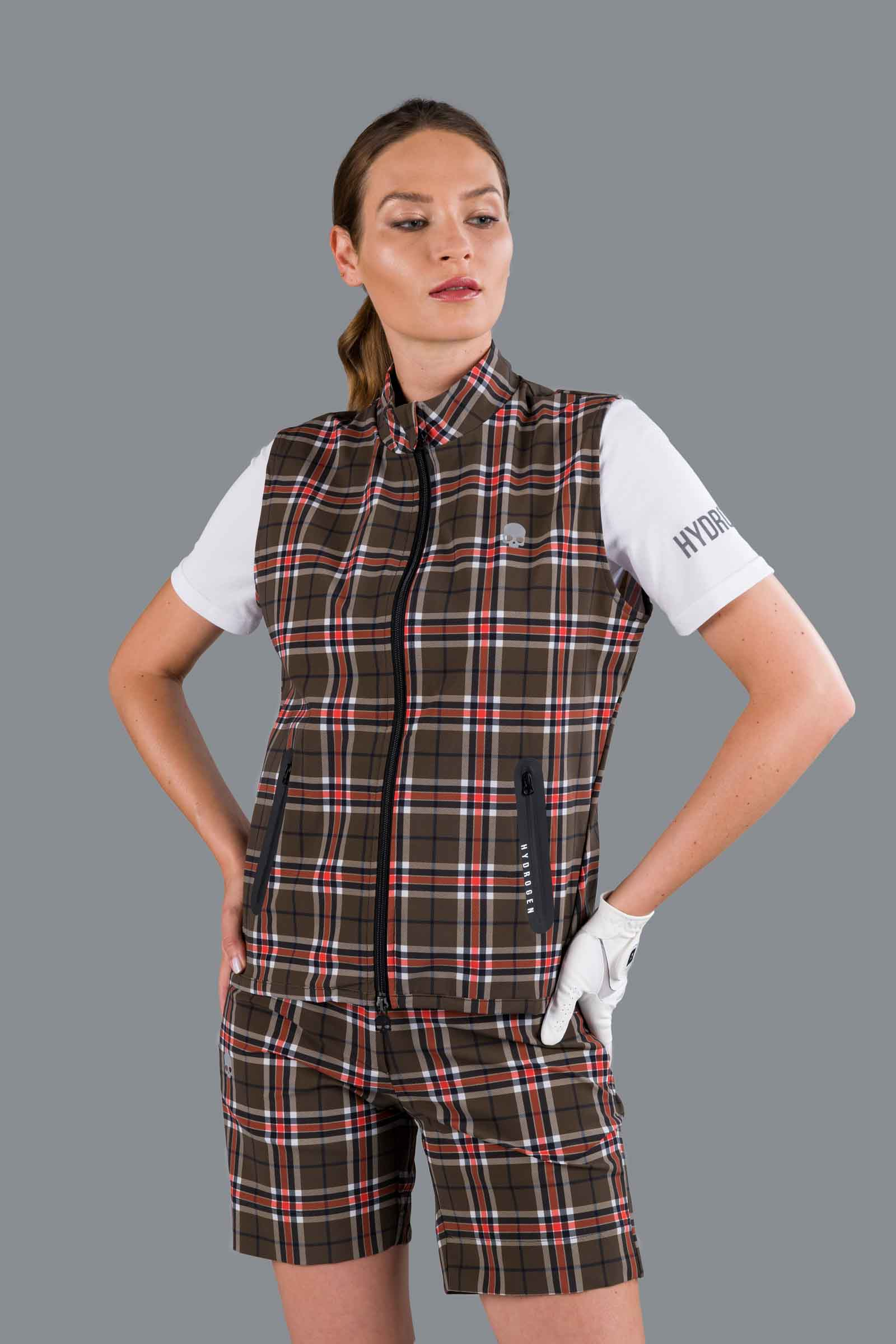 GOLF VEST - DIS. 4 BROWN/RED - Hydrogen - Luxury Sportwear