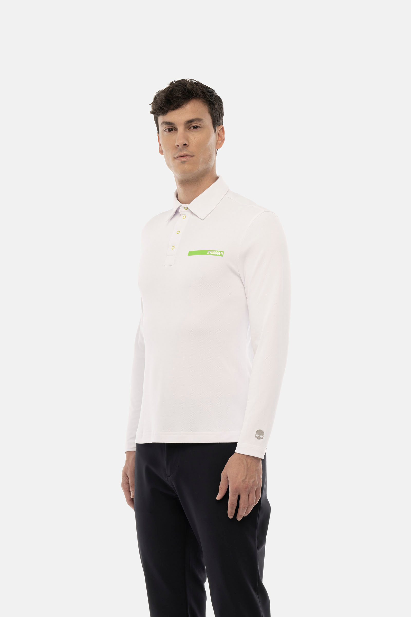 RUBBER LOGO TECH POLO LS - WHITE - Hydrogen - Luxury Sportwear