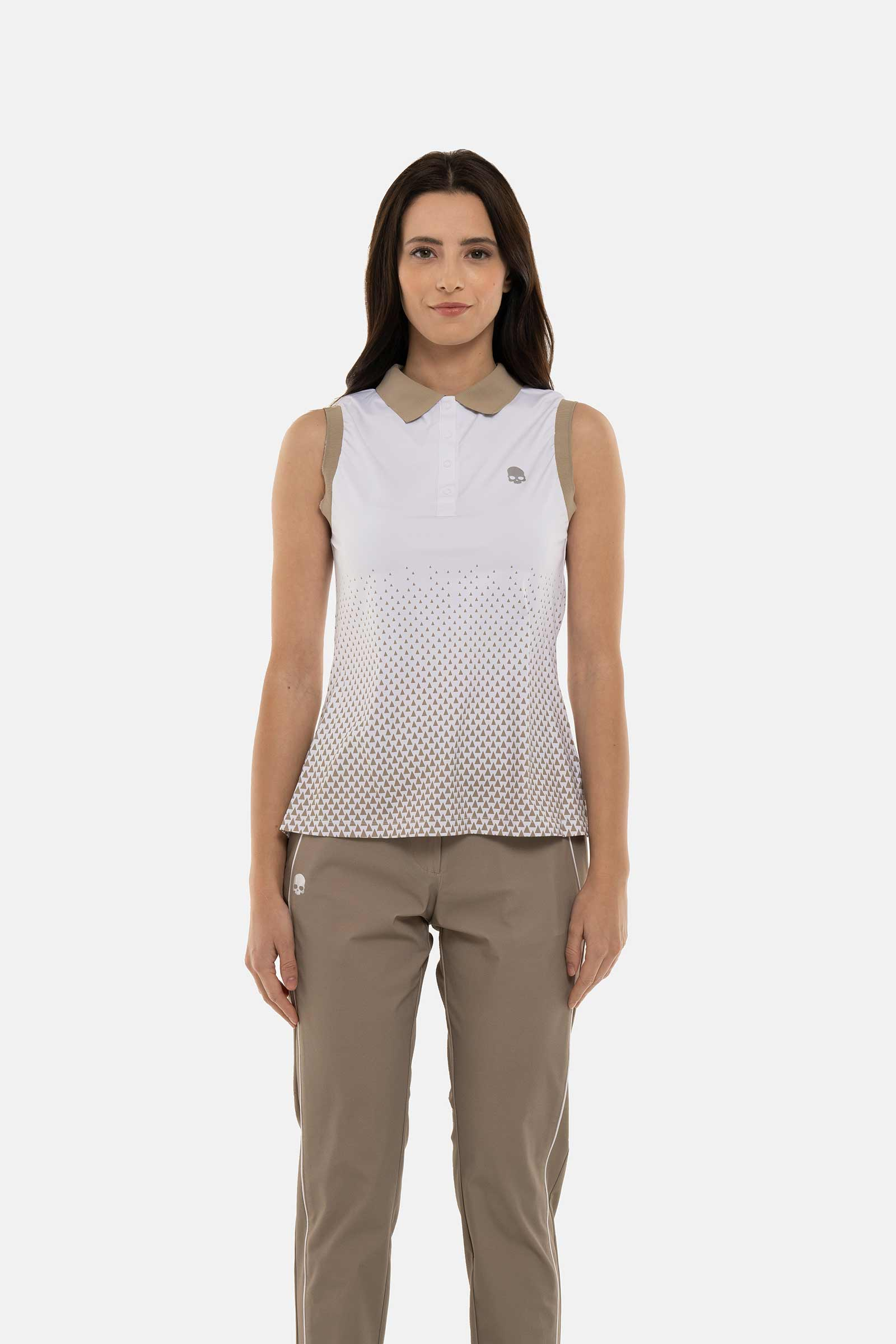 GEOMETRIC DEGRADE’ TECH SLEVELESS POLO - Apparel - Hydrogen - Luxury Sportwear