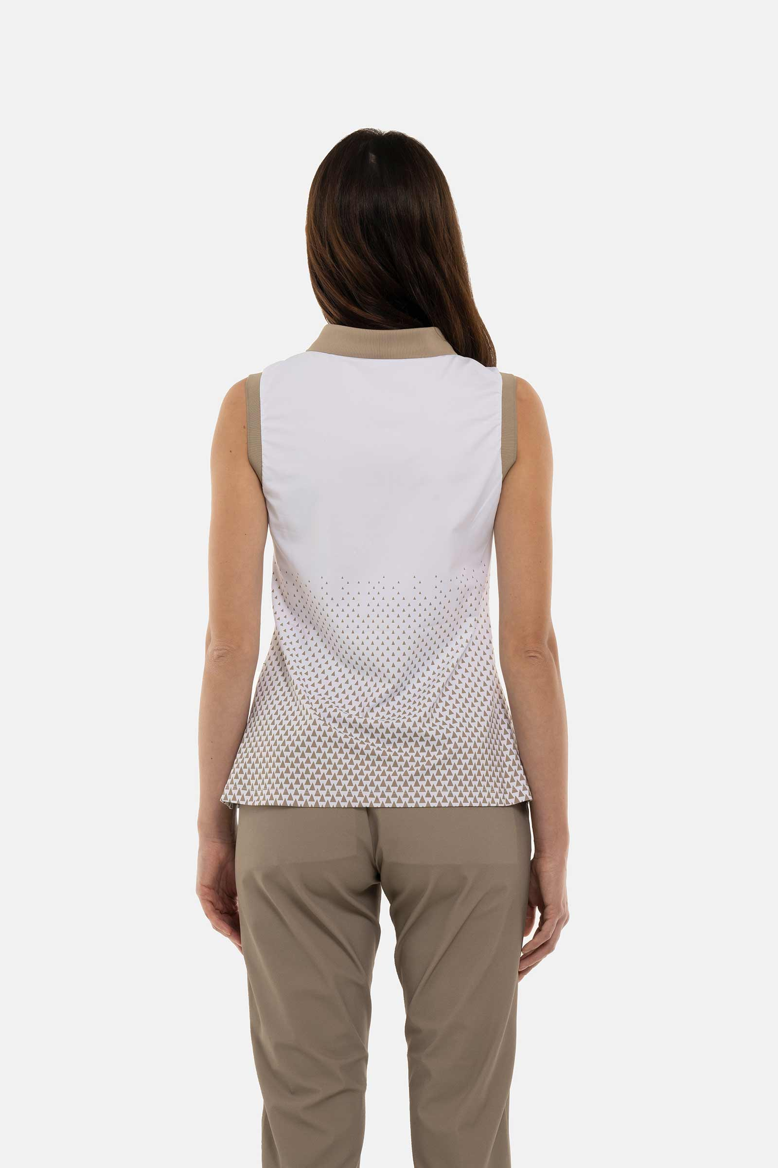 GEOMETRIC DEGRADE’ TECH SLEVELESS POLO - WHITE,BEIGE - Hydrogen - Luxury Sportwear