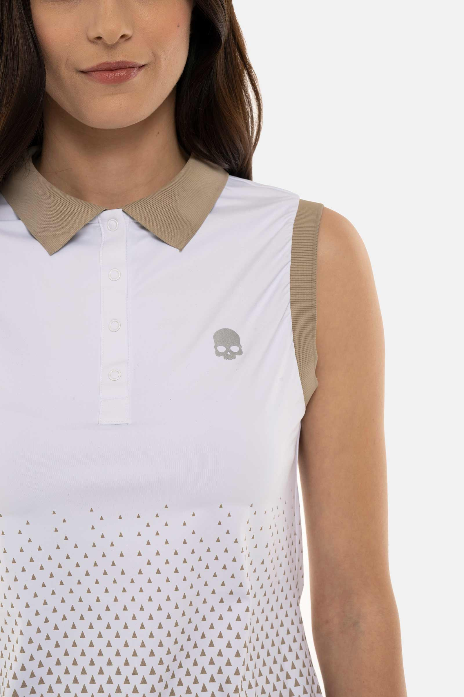 GEOMETRIC DEGRADE’ TECH SLEVELESS POLO - WHITE,BEIGE - Hydrogen - Luxury Sportwear