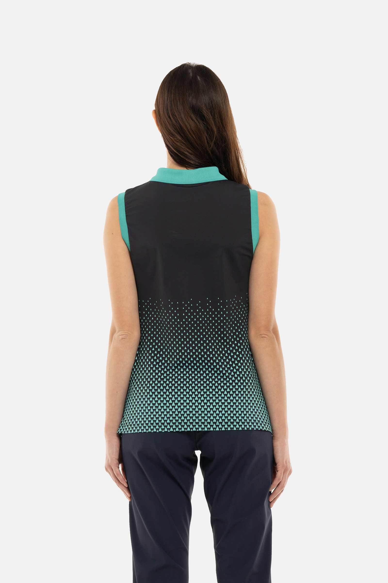 GEOMETRIC DEGRADE’ TECH SLEVELESS POLO - BLACK,GREEN - Hydrogen - Luxury Sportwear