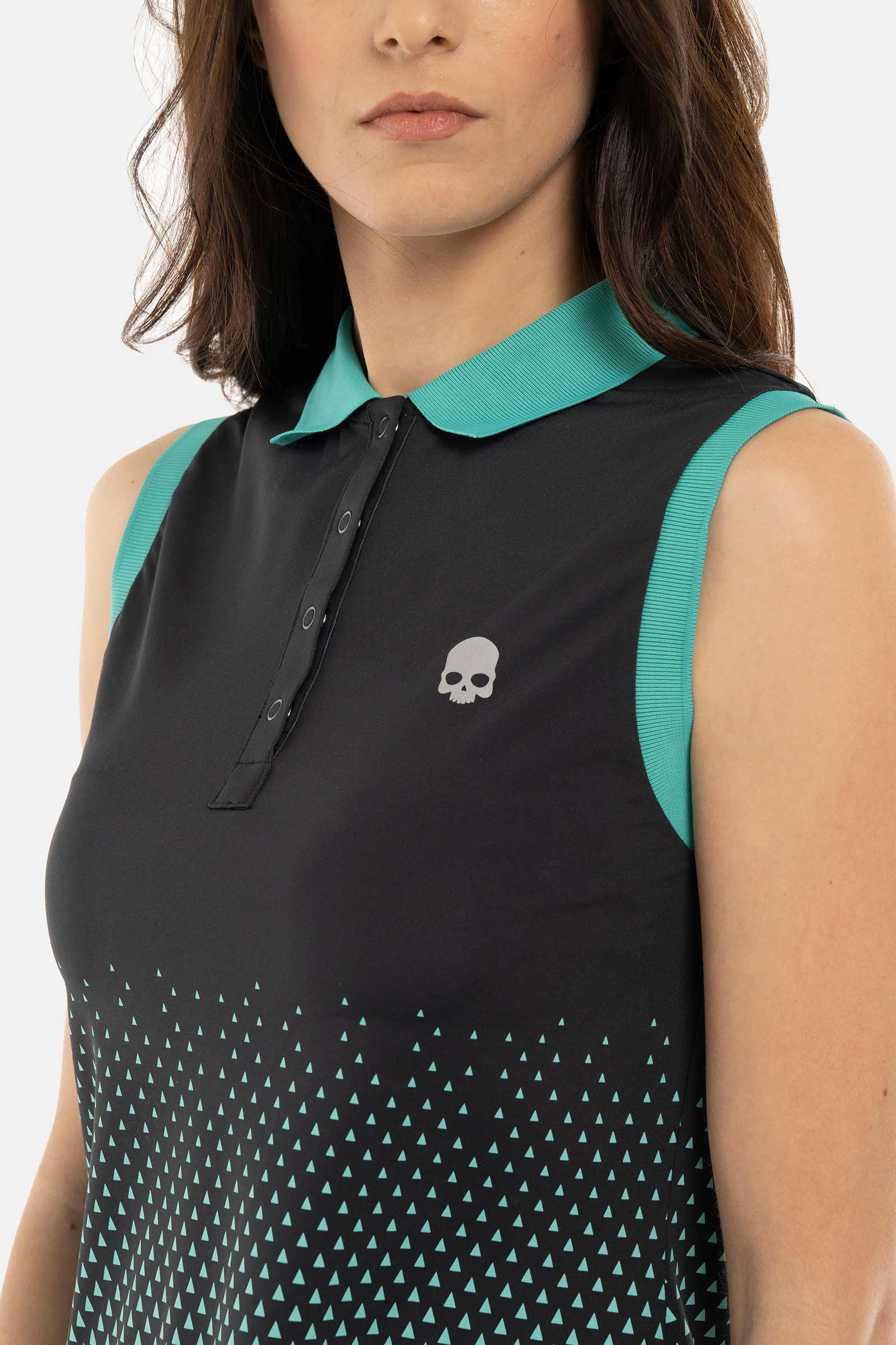 GEOMETRIC DEGRADE’ TECH SLEVELESS POLO - BLACK,GREEN - Hydrogen - Luxury Sportwear