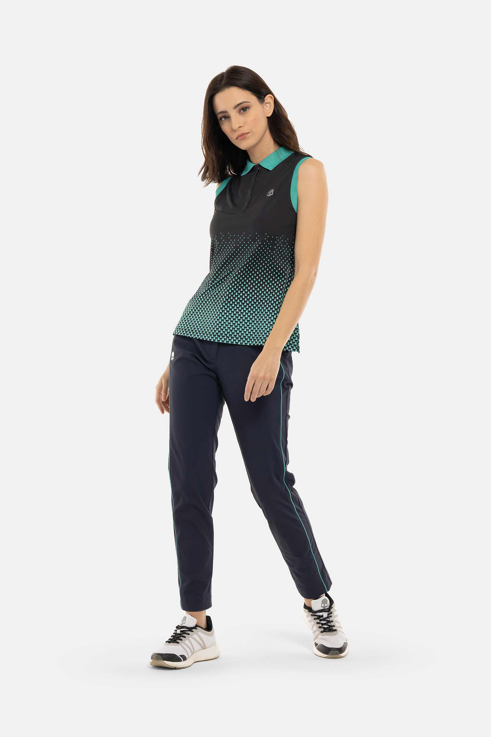 GEOMETRIC DEGRADE’ TECH SLEVELESS POLO - BLACK,GREEN - Hydrogen - Luxury Sportwear