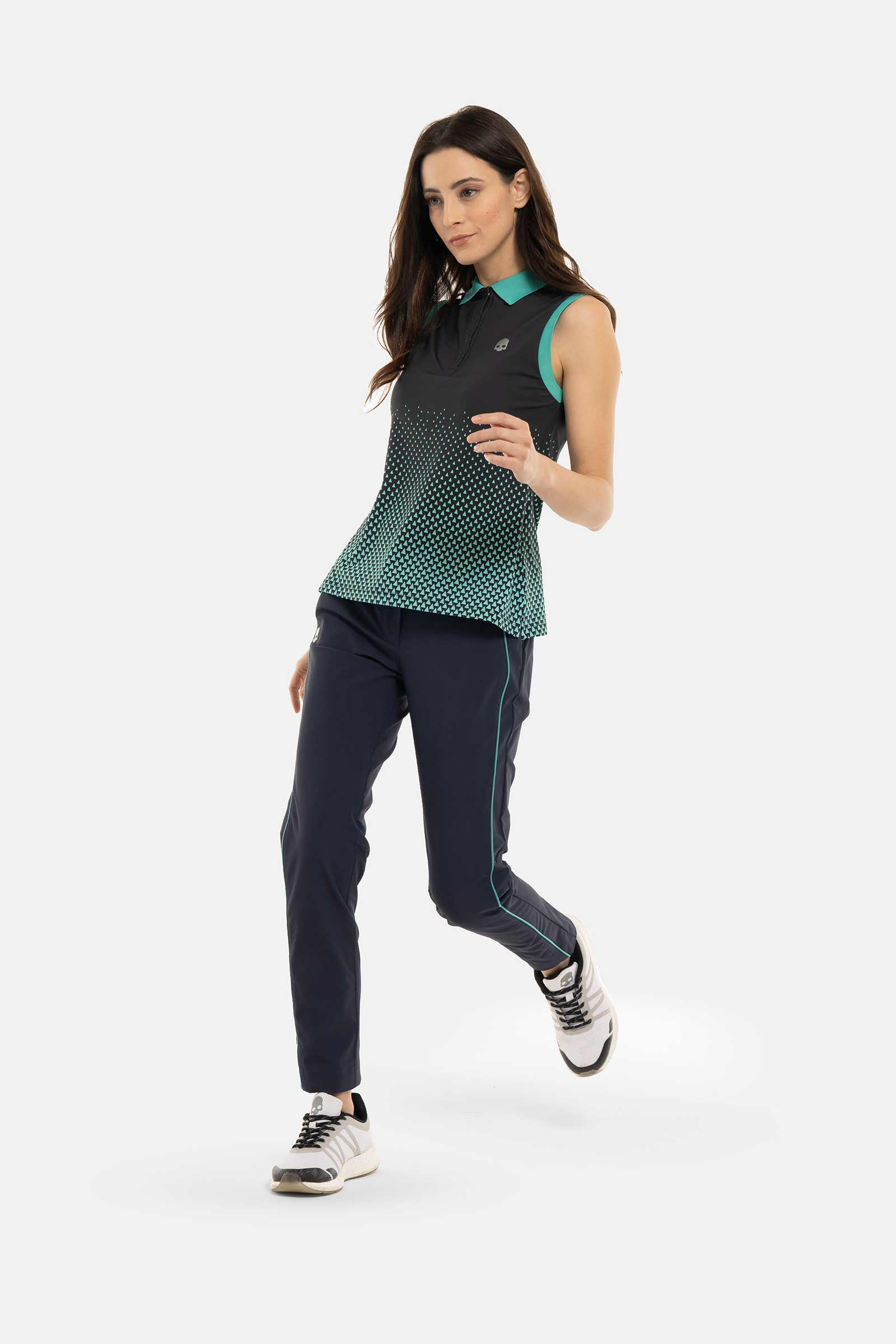 GEOMETRIC DEGRADE’ TECH SLEVELESS POLO - BLACK,GREEN - Hydrogen - Luxury Sportwear