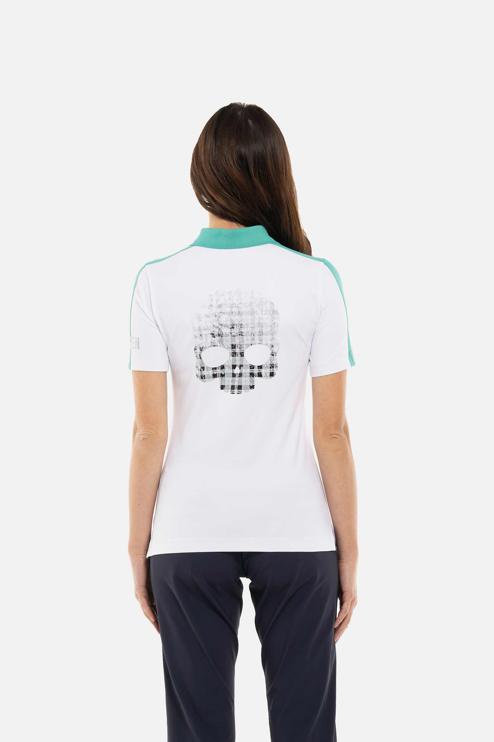 PAINTED TARTAN SKULL TECH POLO - WHITE - Hydrogen - Luxury Sportwear