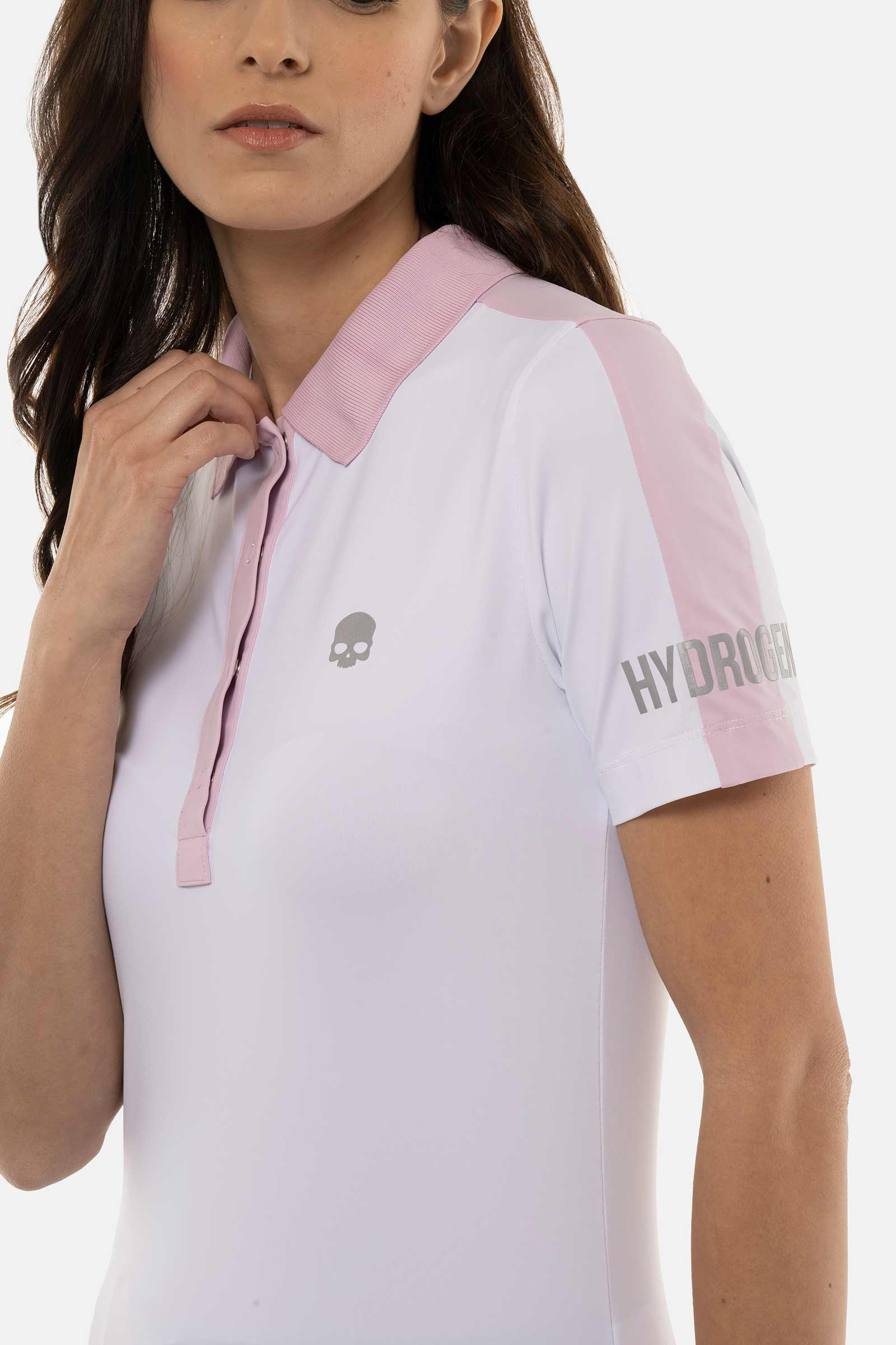 PAINTED TARTAN SKULL TECH POLO - WHITE,PINK - Hydrogen - Luxury Sportwear