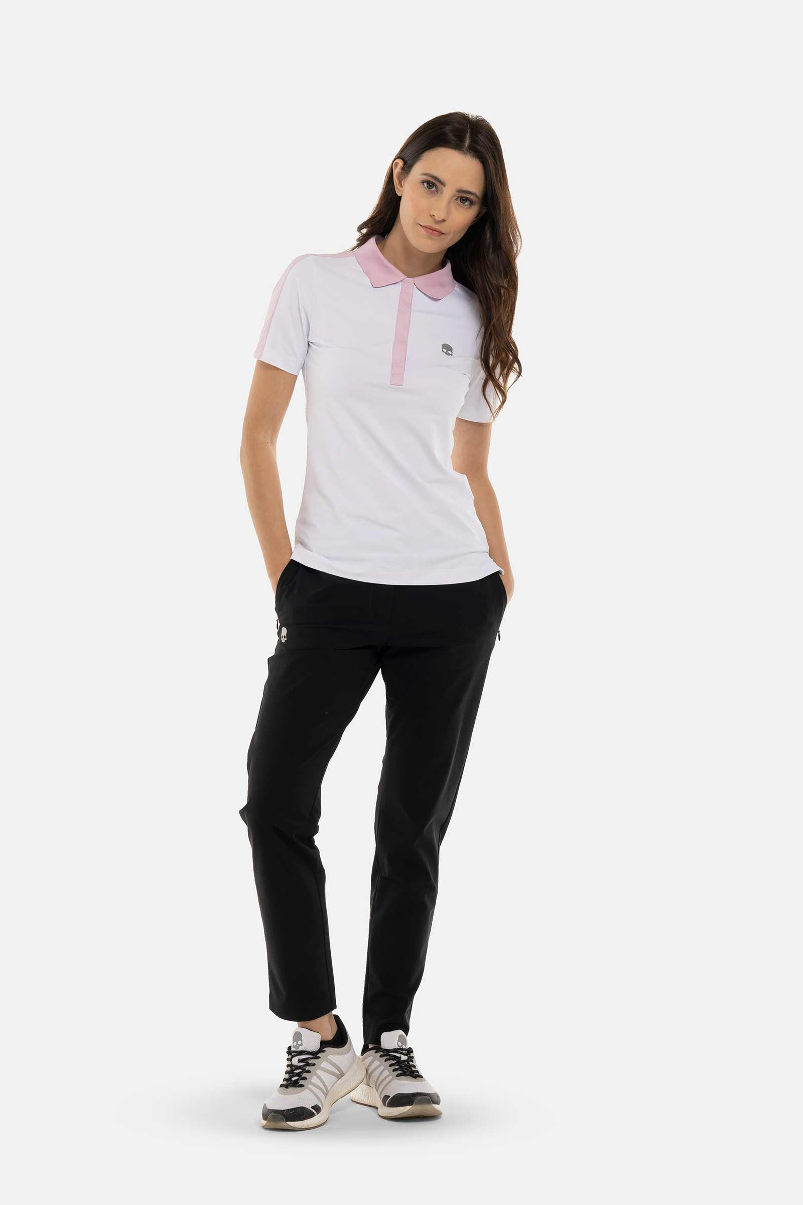 PAINTED TARTAN SKULL TECH POLO - WHITE,PINK - Hydrogen - Luxury Sportwear