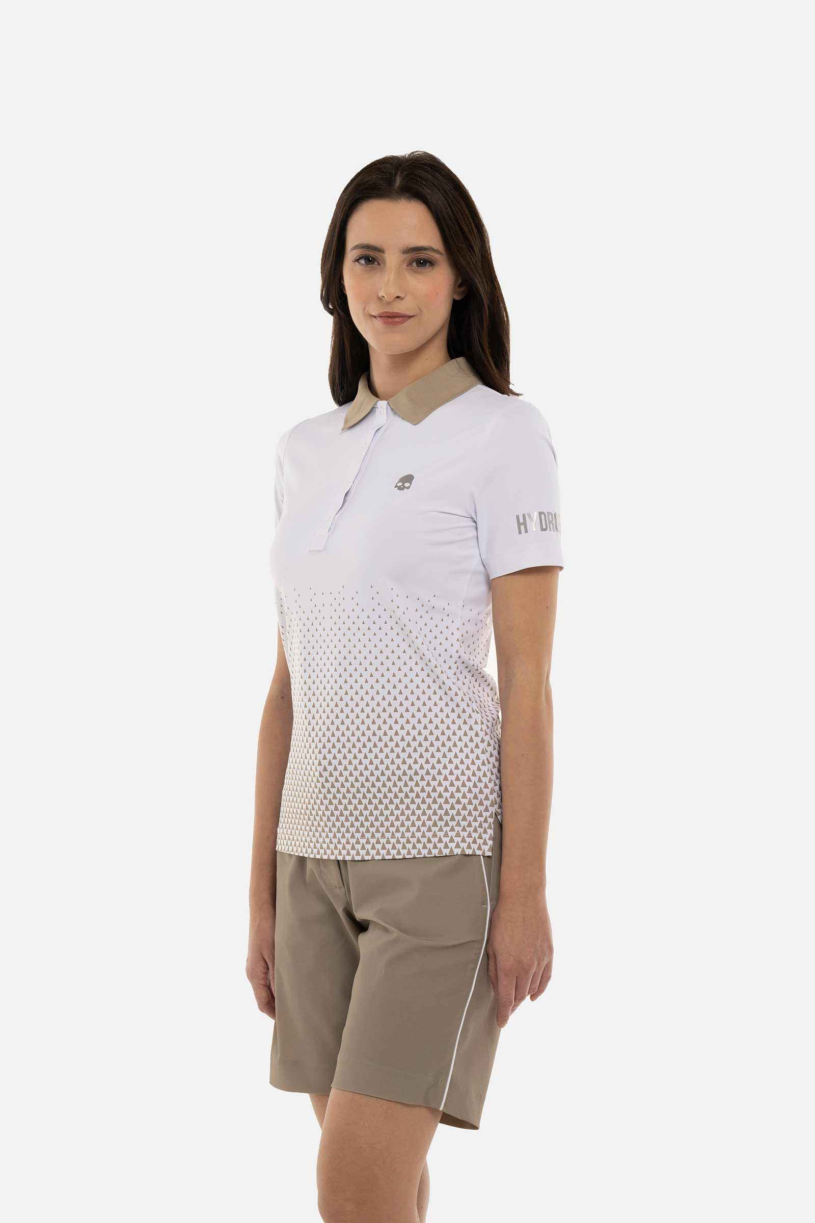 GEOMETRIC DEGRADE’ TECH POLO - WHITE,BEIGE - Hydrogen - Luxury Sportwear