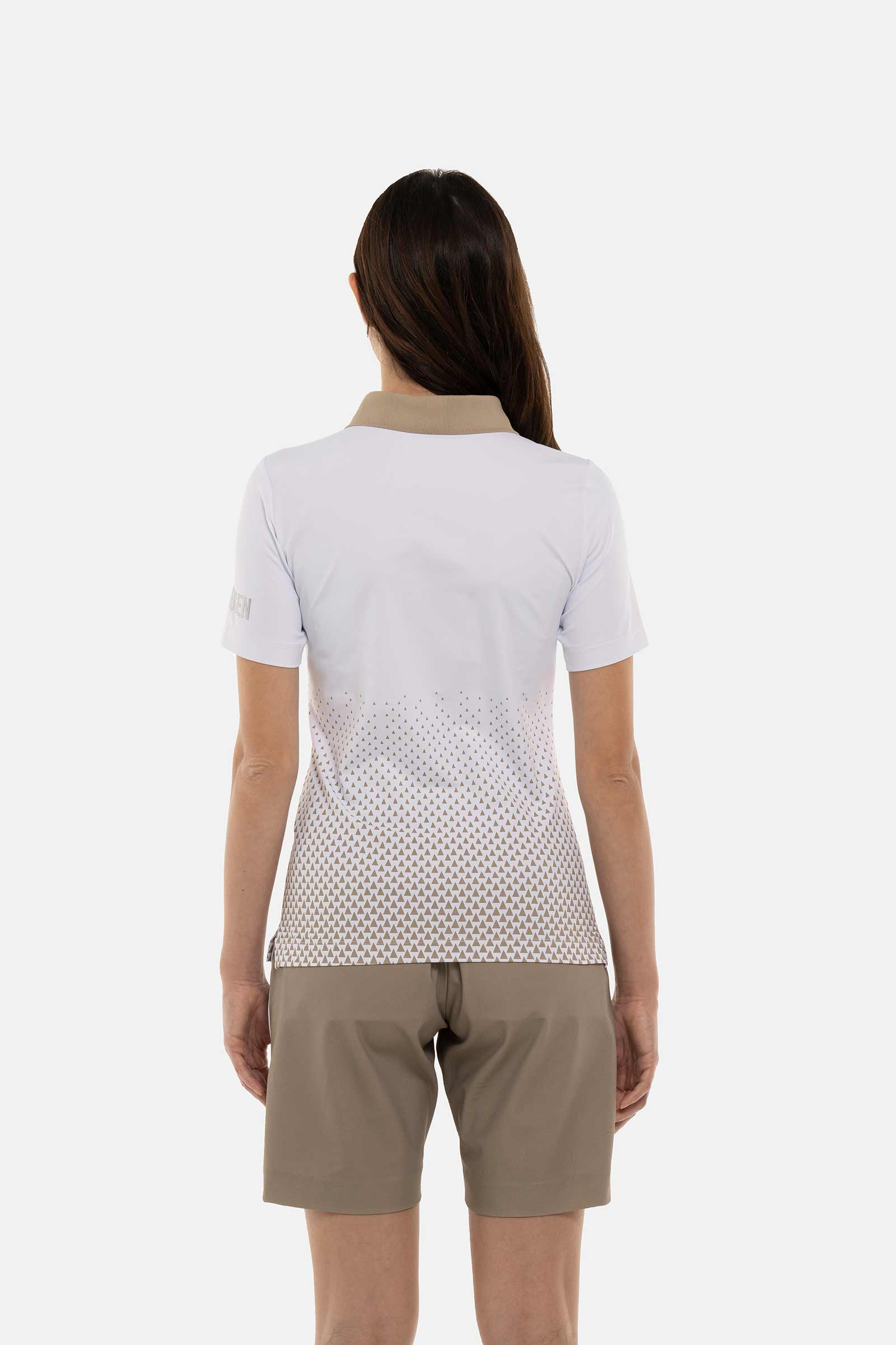 GEOMETRIC DEGRADE’ TECH POLO - WHITE,BEIGE - Hydrogen - Luxury Sportwear