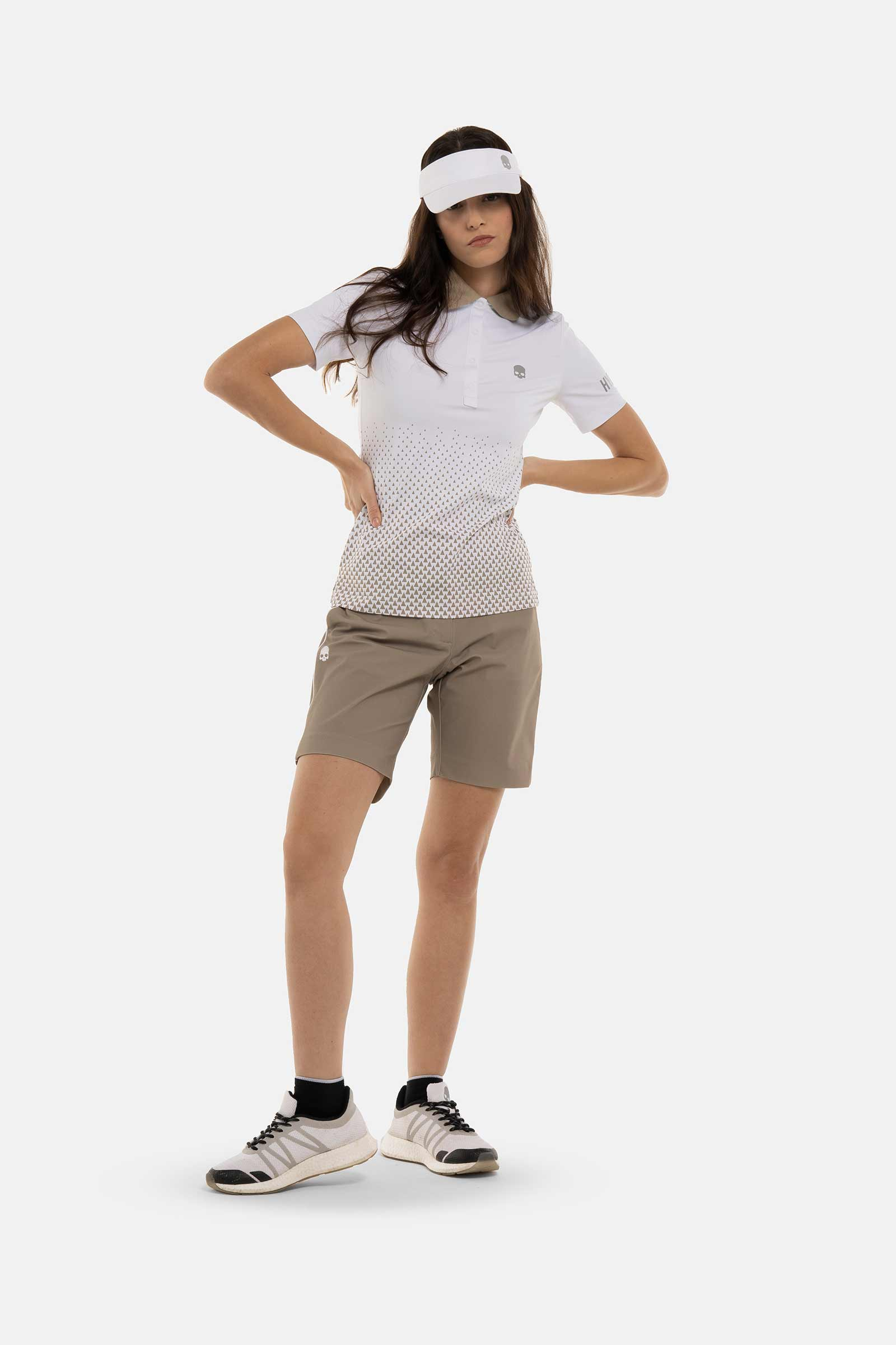GEOMETRIC DEGRADE’ TECH POLO - WHITE,BEIGE - Hydrogen - Luxury Sportwear