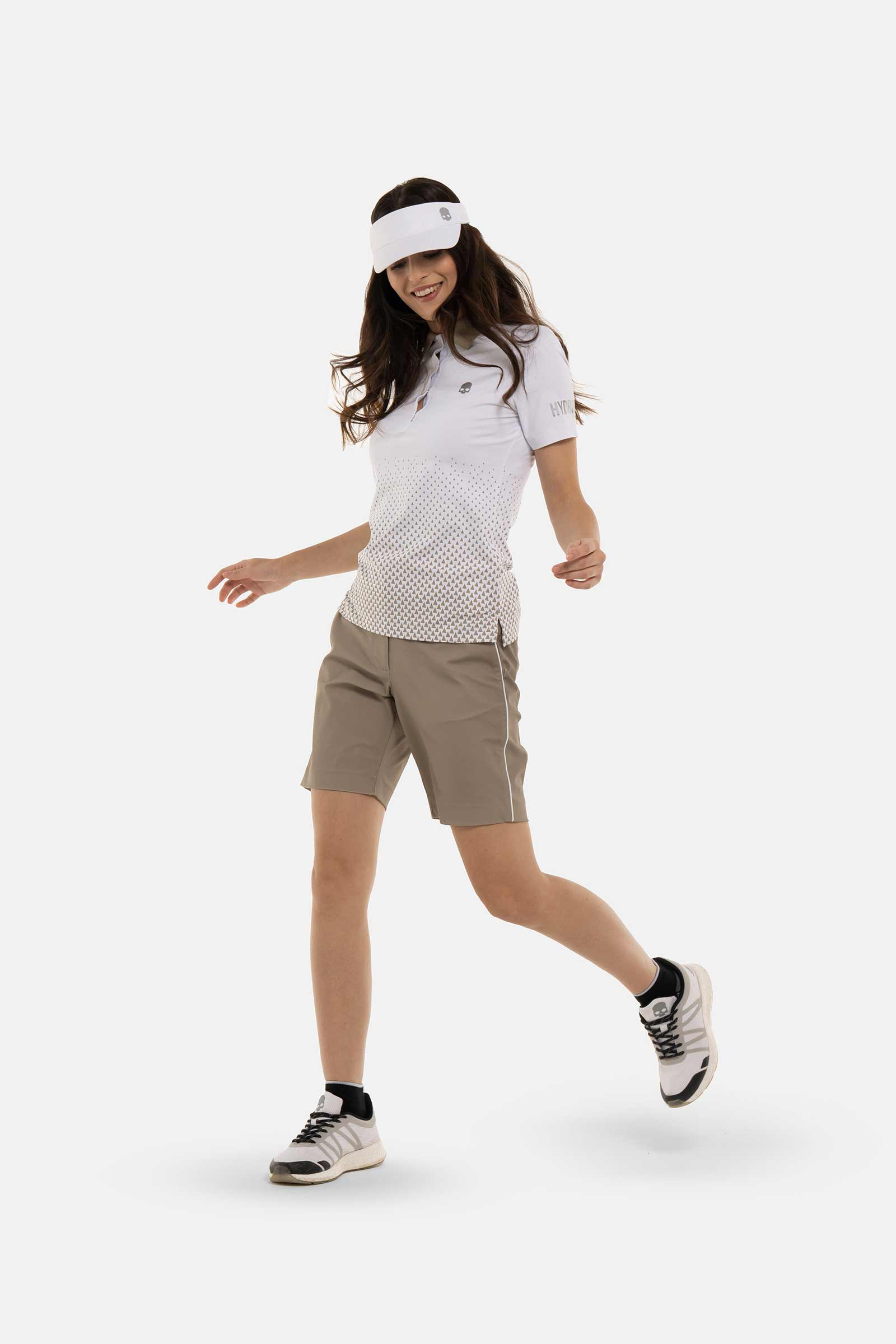 GEOMETRIC DEGRADE’ TECH POLO - WHITE,BEIGE - Hydrogen - Luxury Sportwear