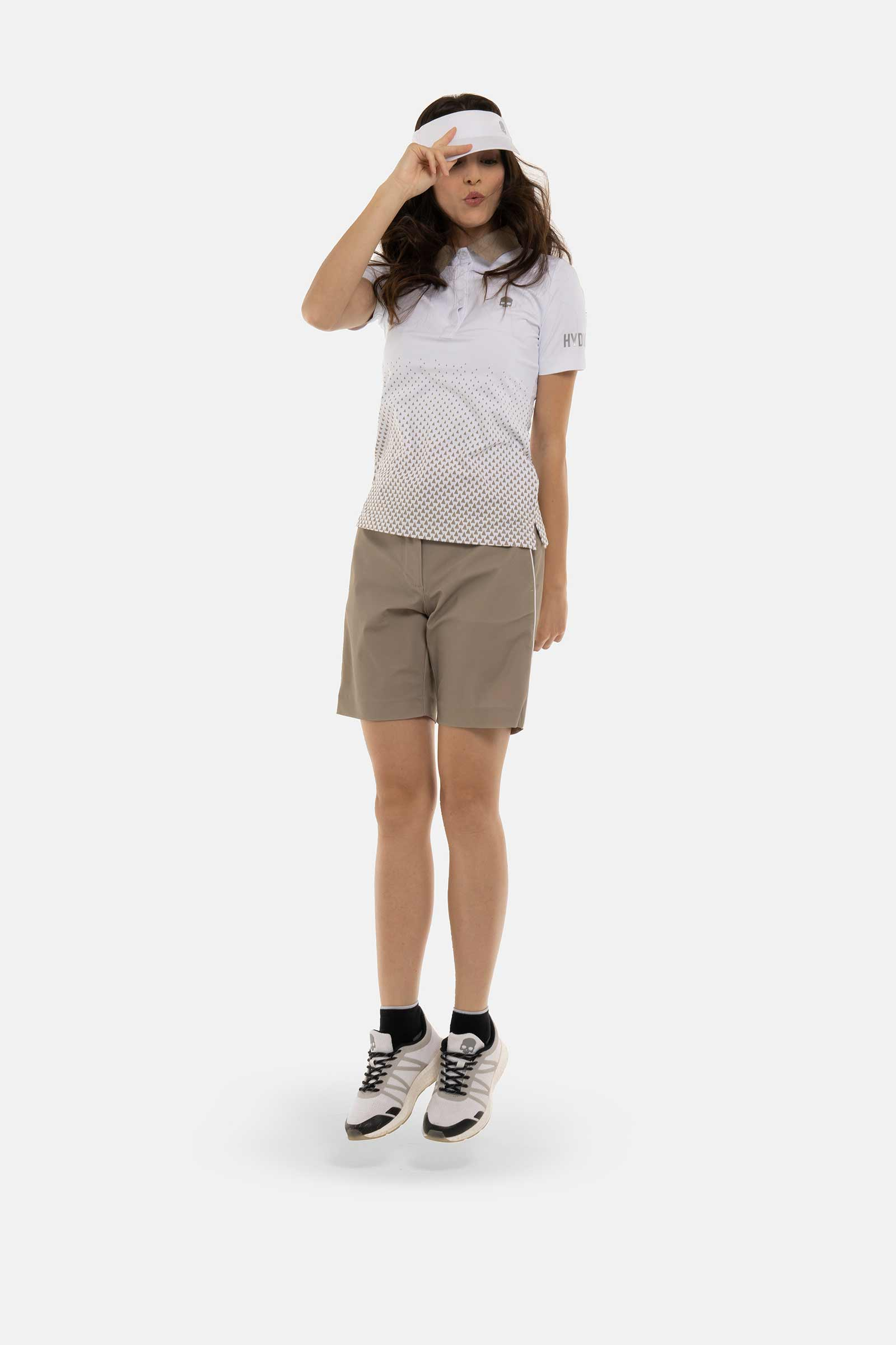 GEOMETRIC DEGRADE’ TECH POLO - WHITE,BEIGE - Hydrogen - Luxury Sportwear
