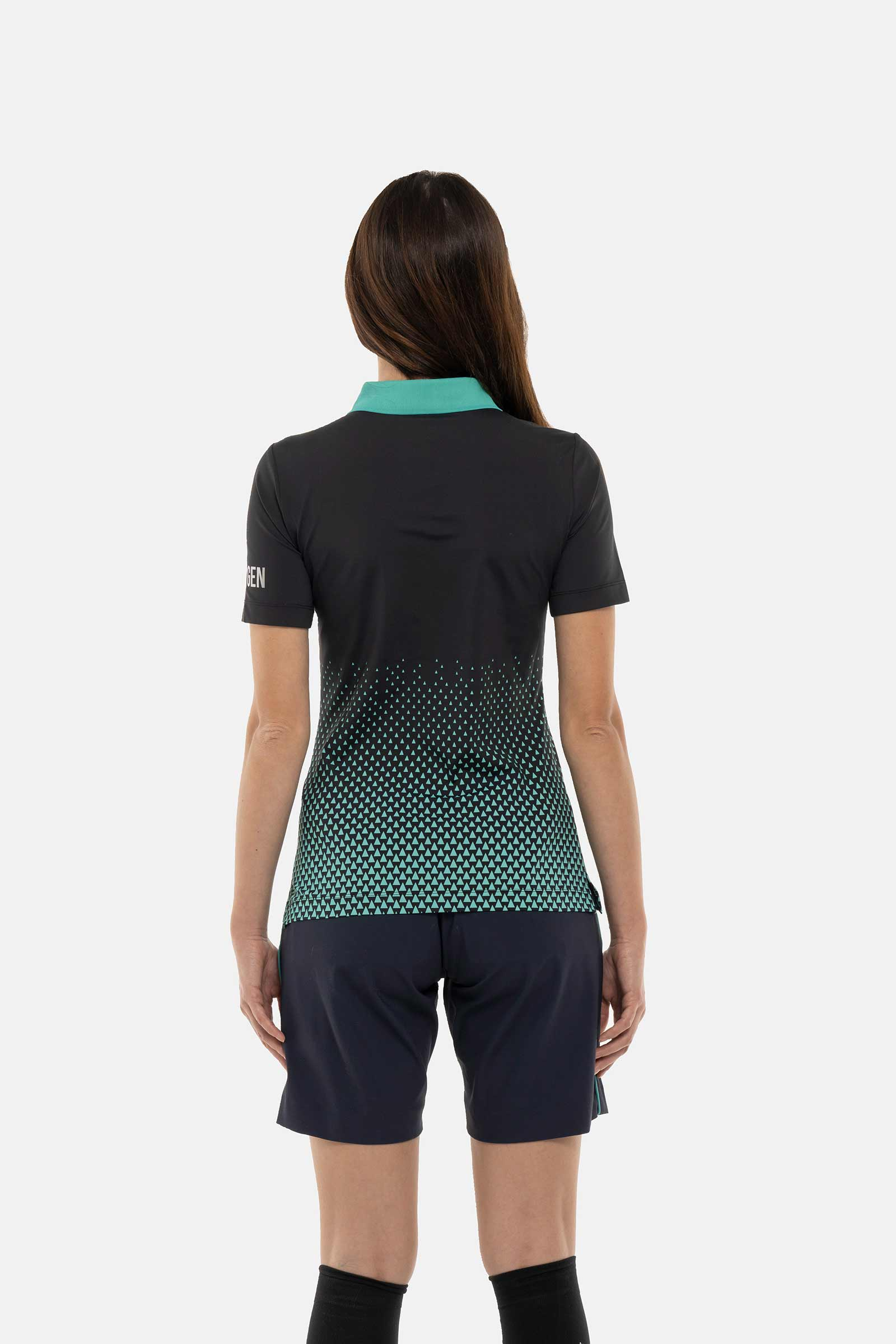 GEOMETRIC DEGRADE’ TECH POLO - BLACK,GREEN - Hydrogen - Luxury Sportwear