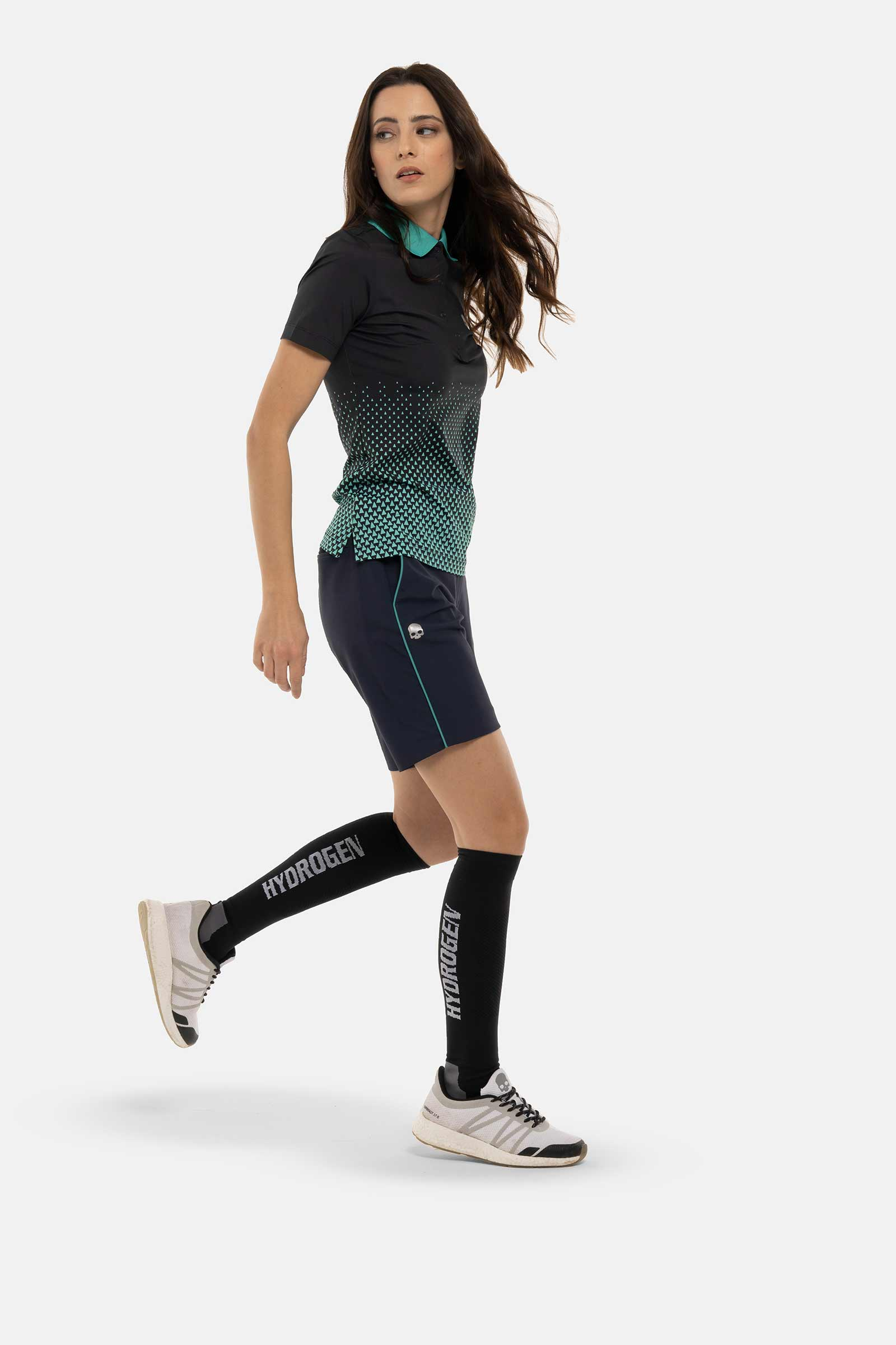GEOMETRIC DEGRADE’ TECH POLO - BLACK,GREEN - Hydrogen - Luxury Sportwear