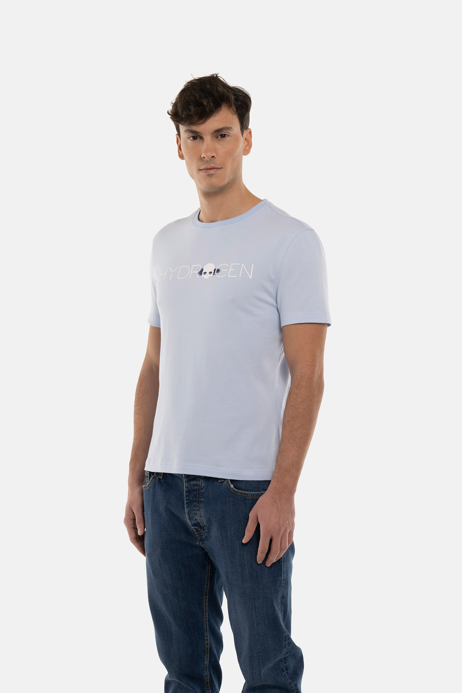 T-SHIRT TARTAN CON STAMPA - LIGHT BLUE - Abbigliamento sportivo | Hydrogen