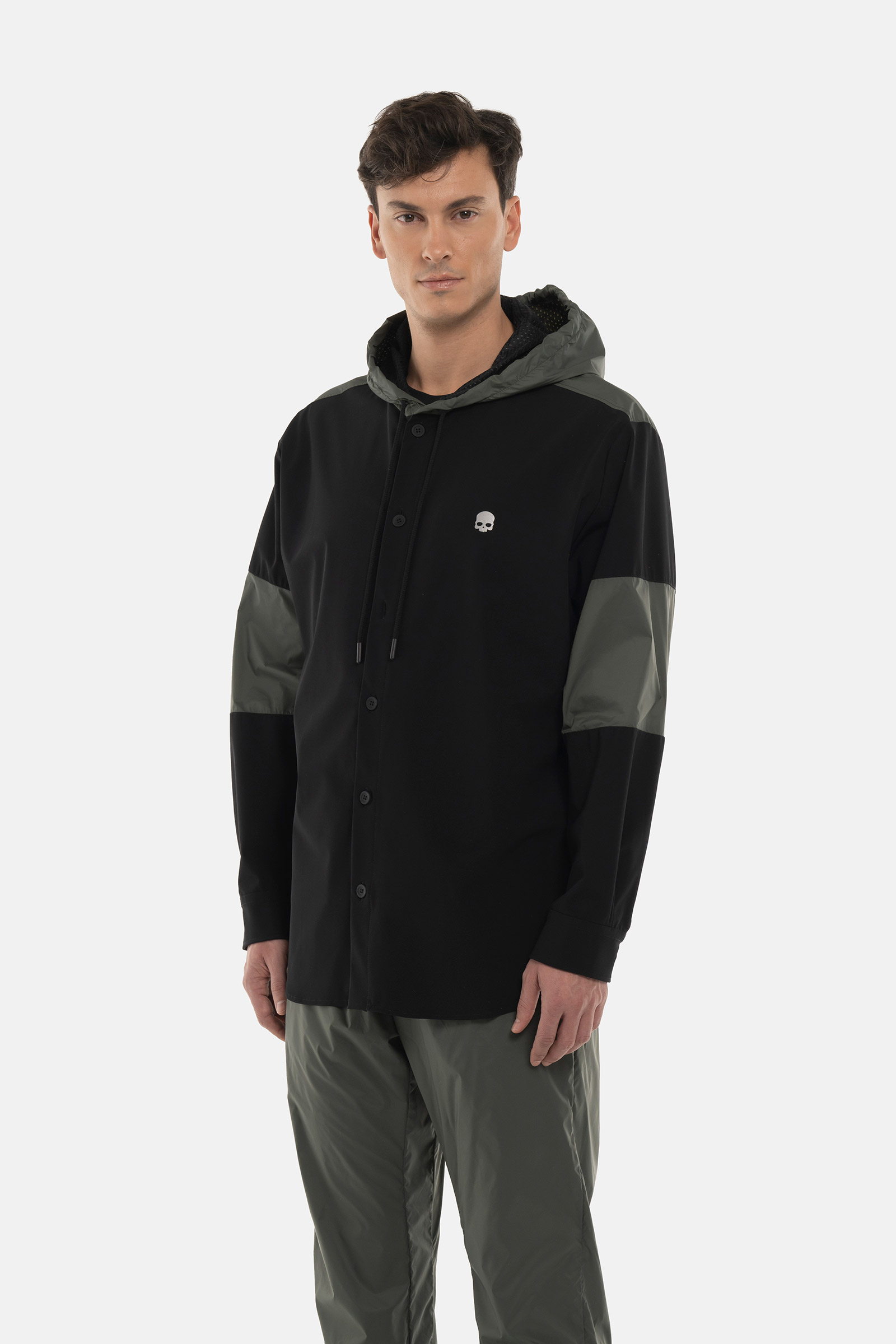 NYLON JACKET SHIRT - BLACK,GREEN - Hydrogen - Luxury Sportwear