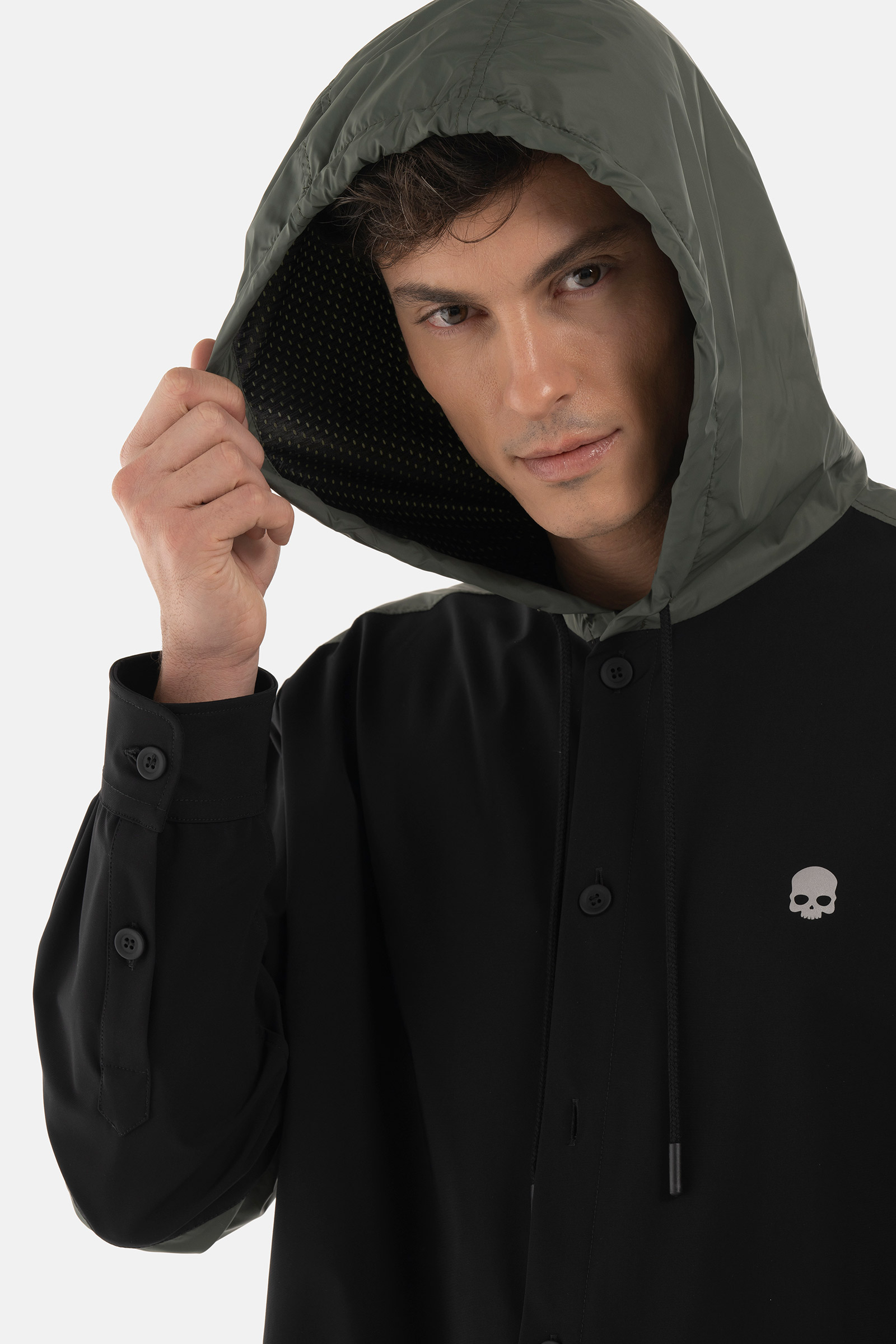 NYLON JACKET SHIRT - BLACK,GREEN - Hydrogen - Luxury Sportwear