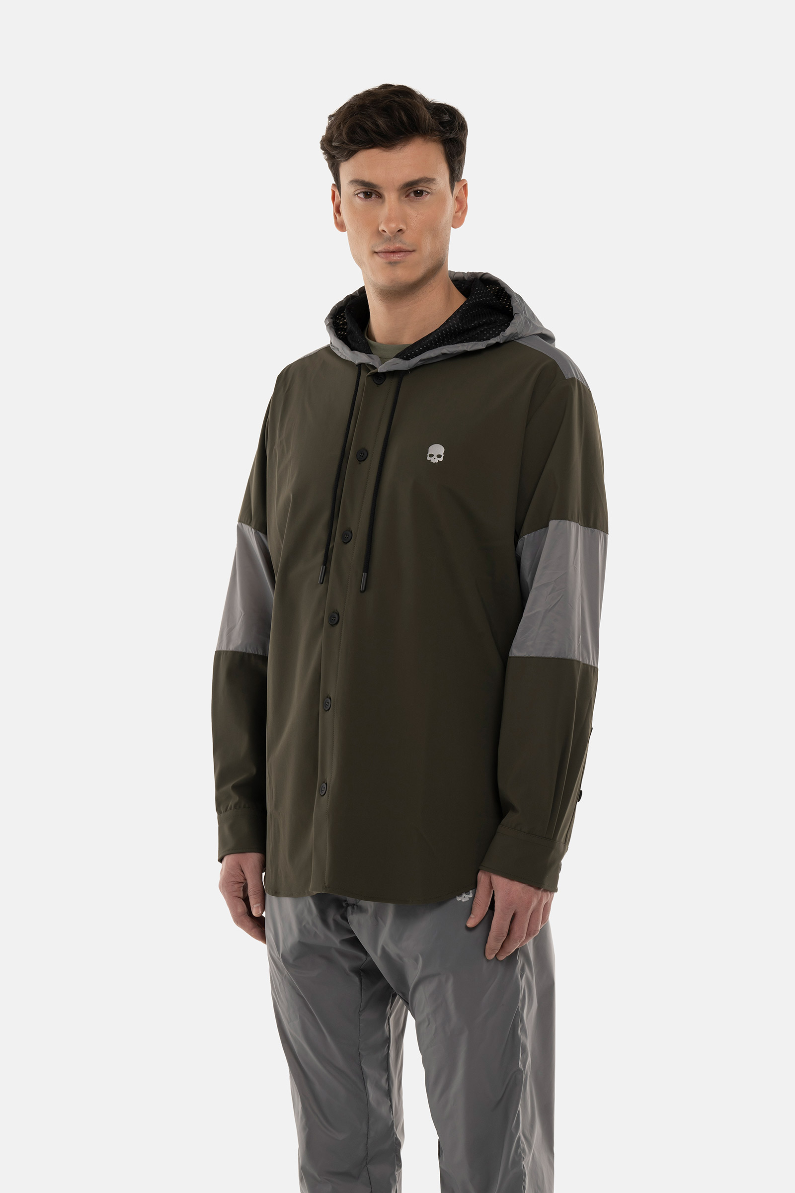 NYLON JACKET SHIRT - GREEN,GREY - Hydrogen - Luxury Sportwear