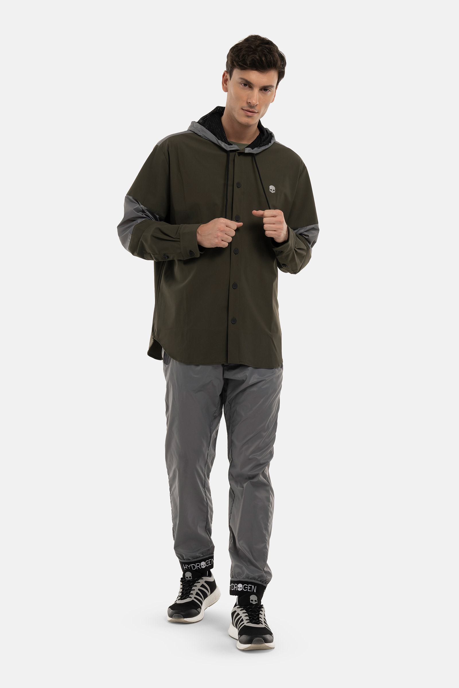NYLON JACKET SHIRT - GREEN,GREY - Hydrogen - Luxury Sportwear