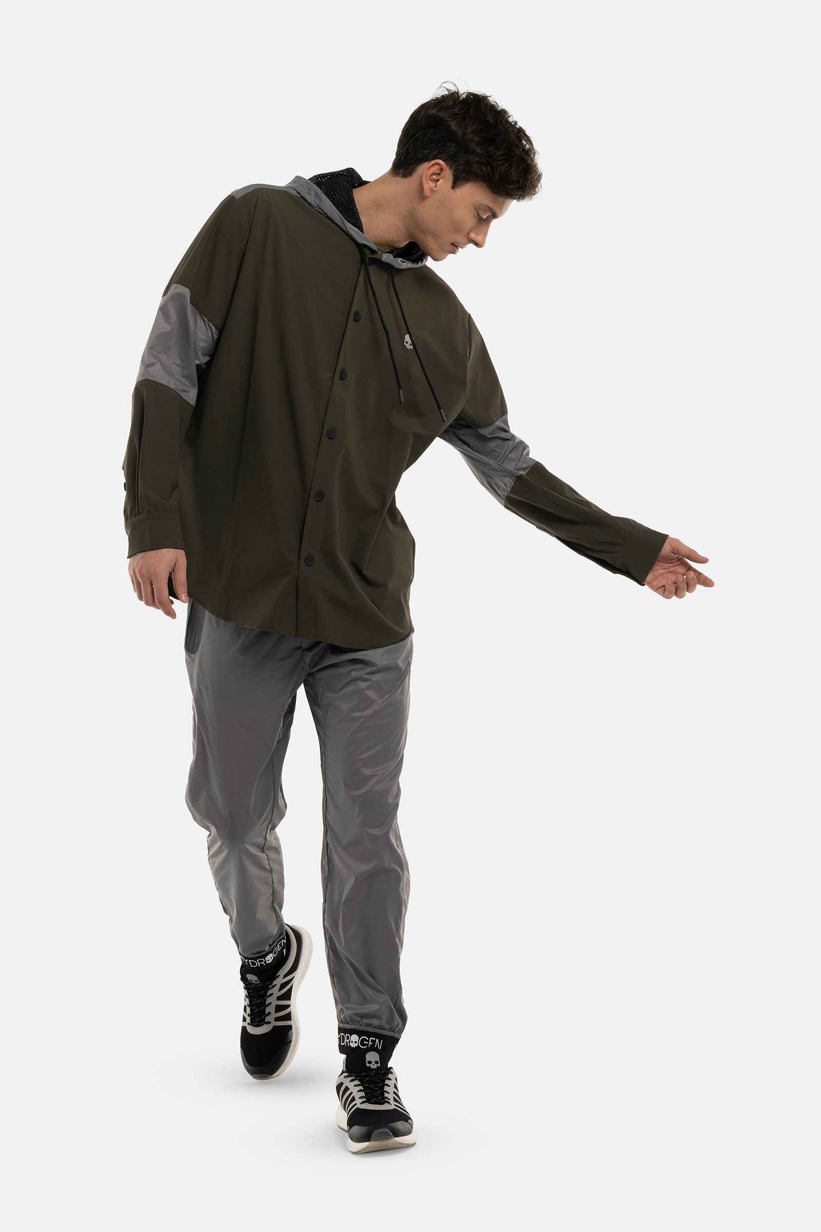 NYLON JACKET SHIRT - GREEN,GREY - Hydrogen - Luxury Sportwear