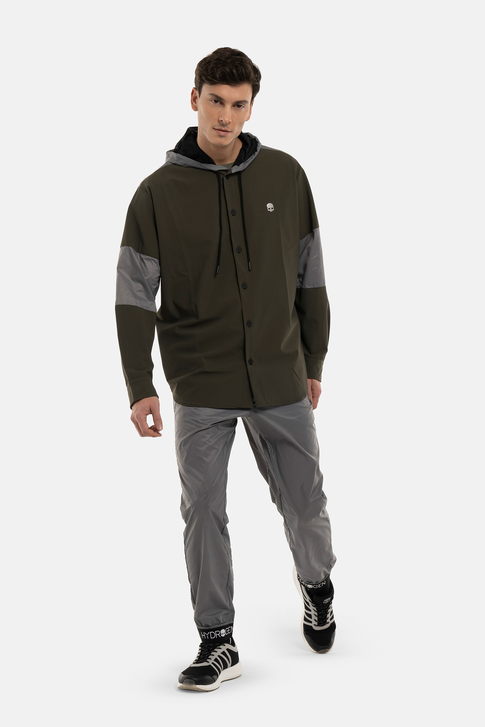NYLON JACKET SHIRT - GREEN,GREY - Hydrogen - Luxury Sportwear
