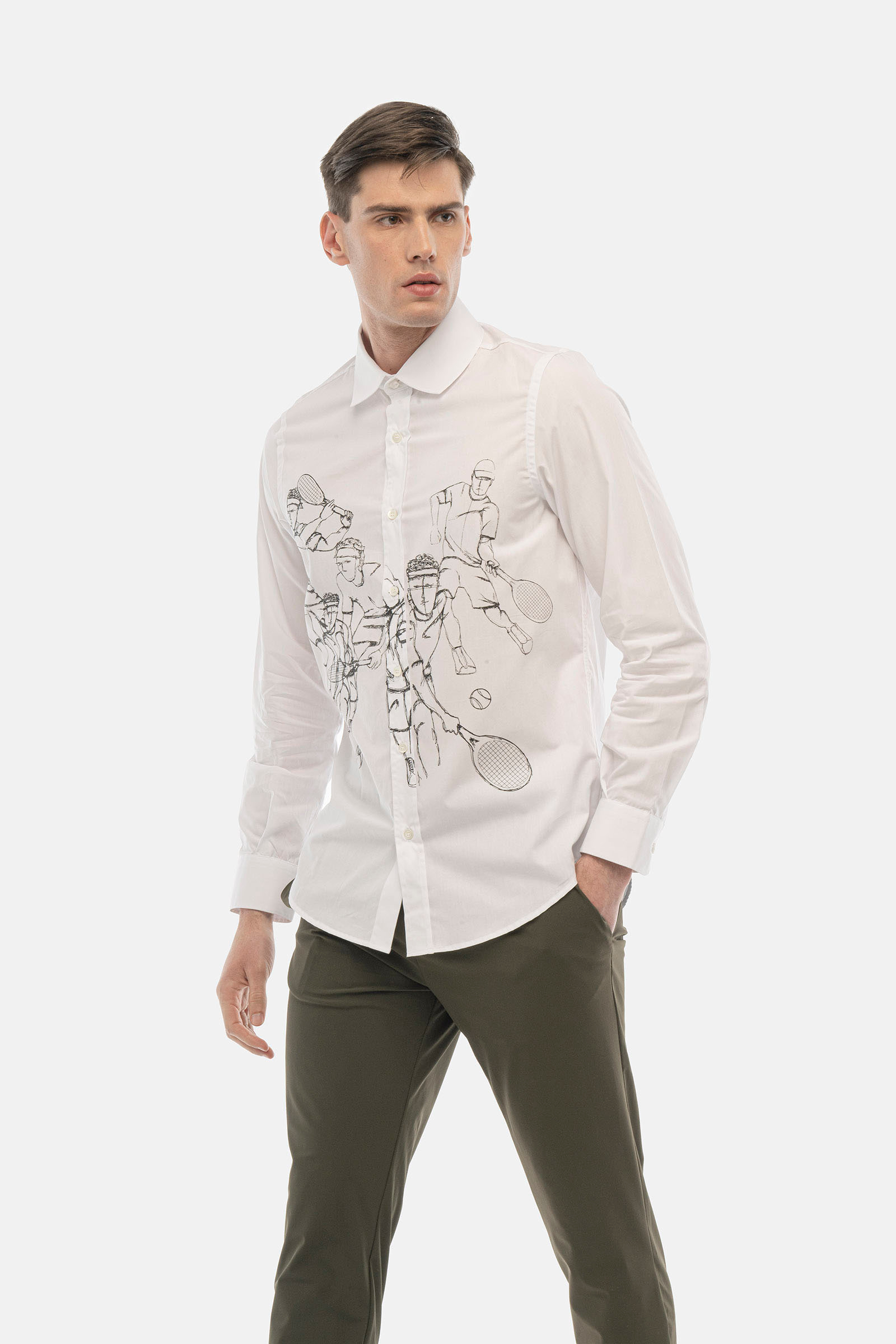SKETCHES SHIRT - WHITE,BLACK - Hydrogen - Luxury Sportwear