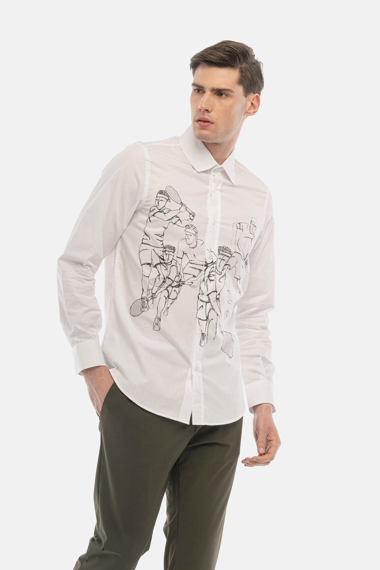 SKETCHES SHIRT - WHITE,BLACK - Hydrogen - Luxury Sportwear