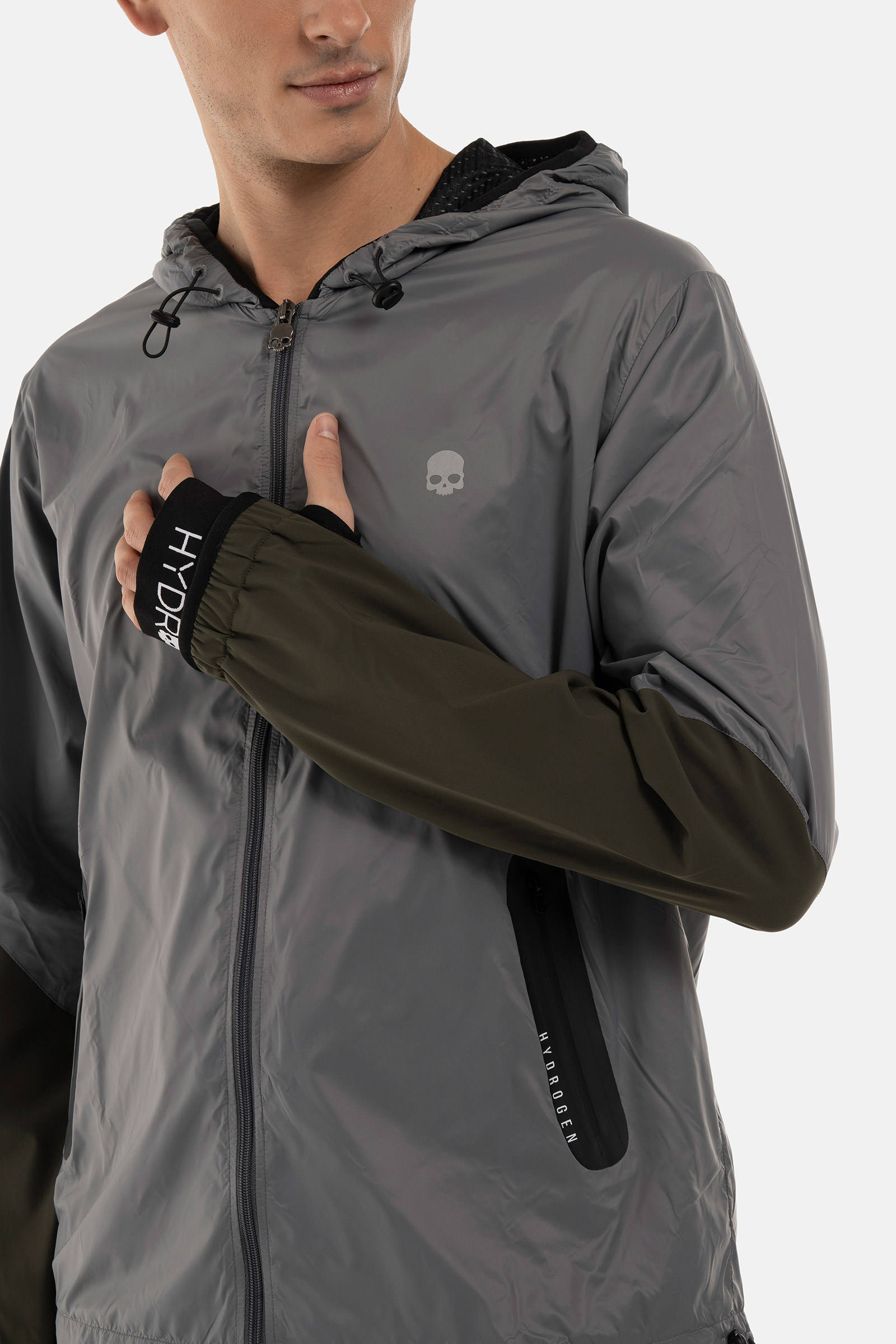 NYLON TECH JACKET - GREY,GREEN - Hydrogen - Luxury Sportwear