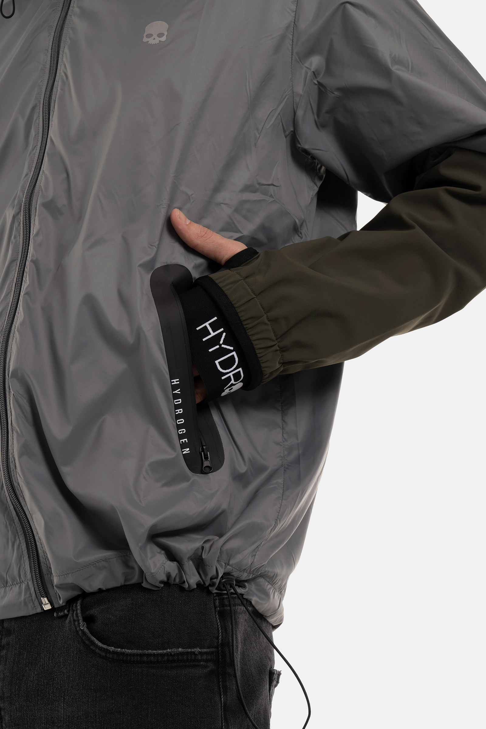 NYLON TECH JACKET - GREY,GREEN - Hydrogen - Luxury Sportwear