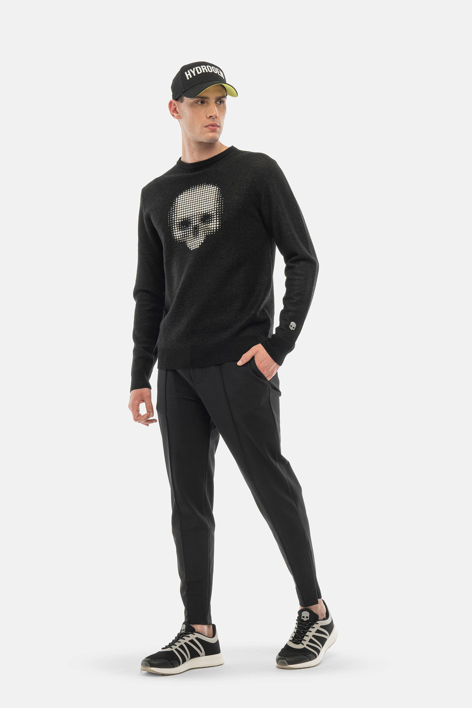 SKULL DOTS CREWNECK PULLOVER - BLACK,WHITE - Hydrogen - Luxury Sportwear