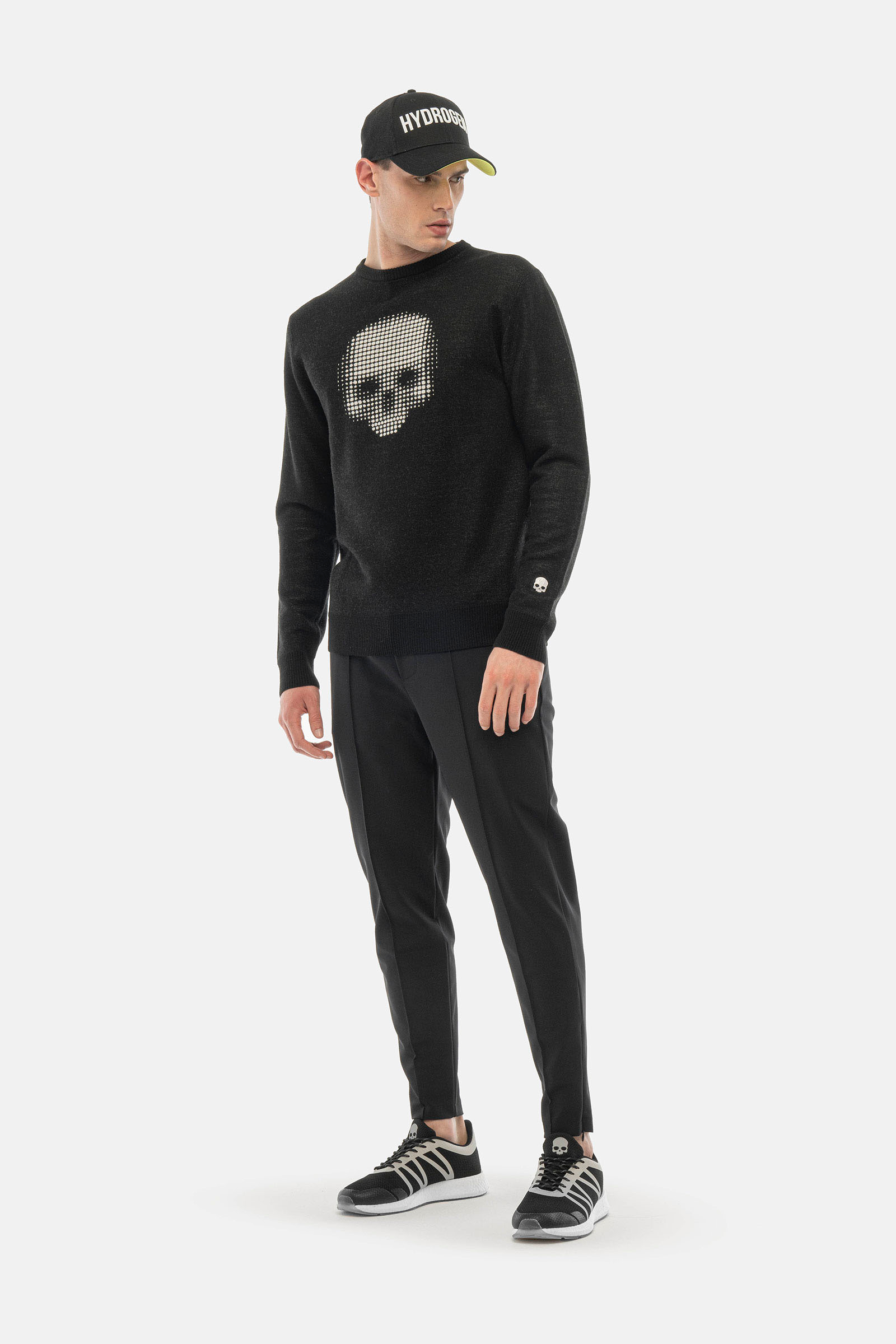 SKULL DOTS CREWNECK PULLOVER - BLACK,WHITE - Hydrogen - Luxury Sportwear
