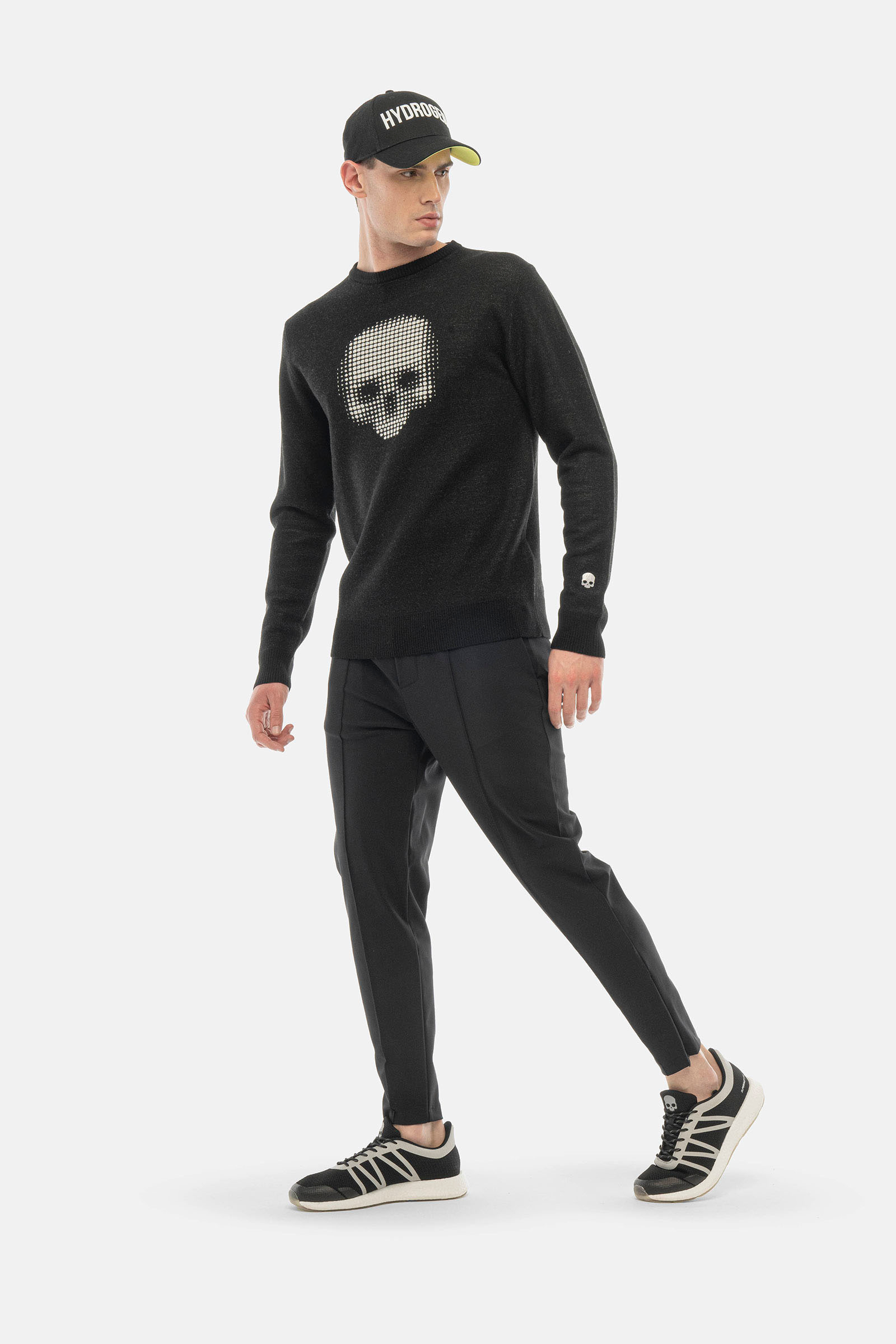 SKULL DOTS CREWNECK PULLOVER - BLACK,WHITE - Hydrogen - Luxury Sportwear
