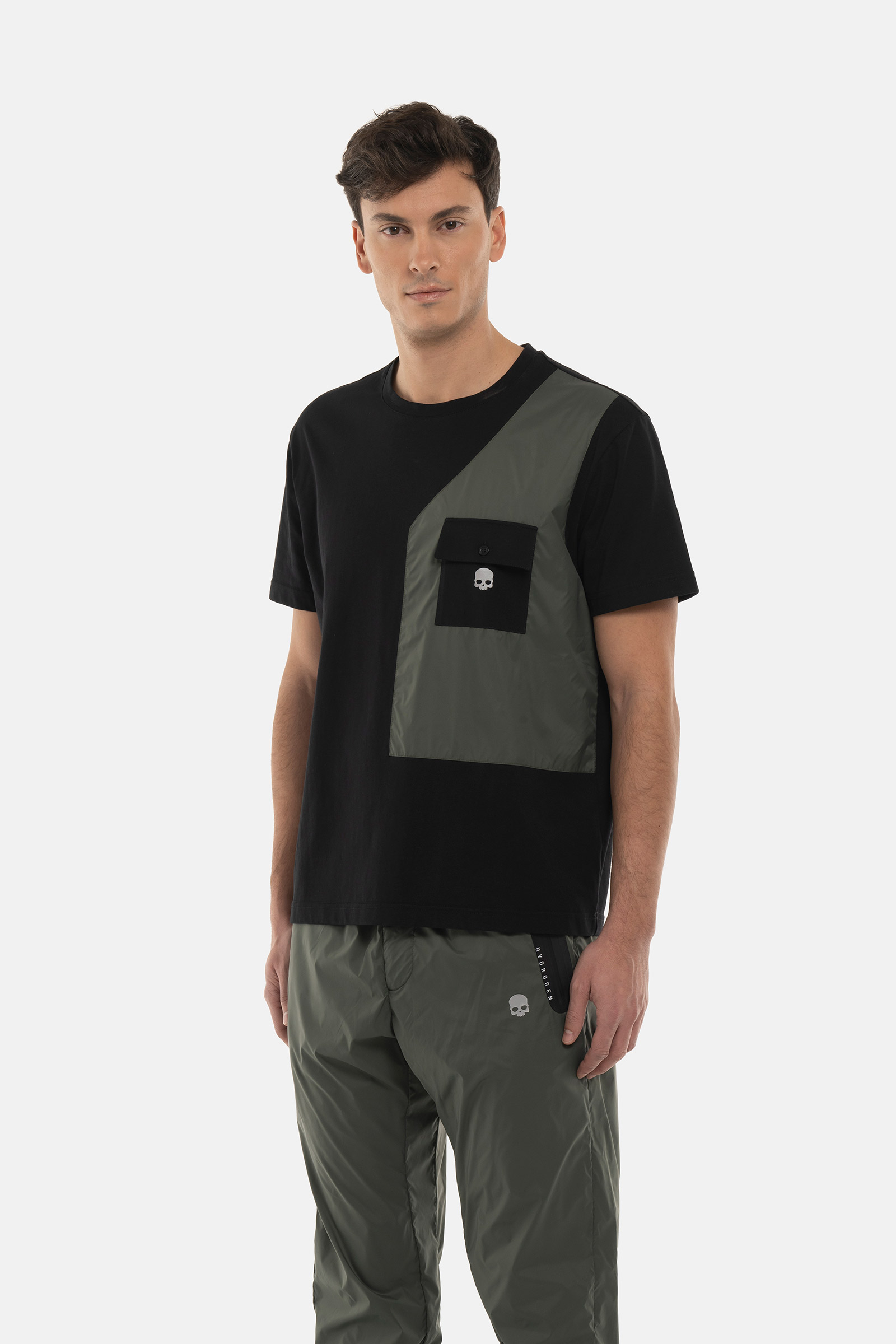 T-SHIRT IN NYLON - BLACK,GREEN - Abbigliamento sportivo | Hydrogen
