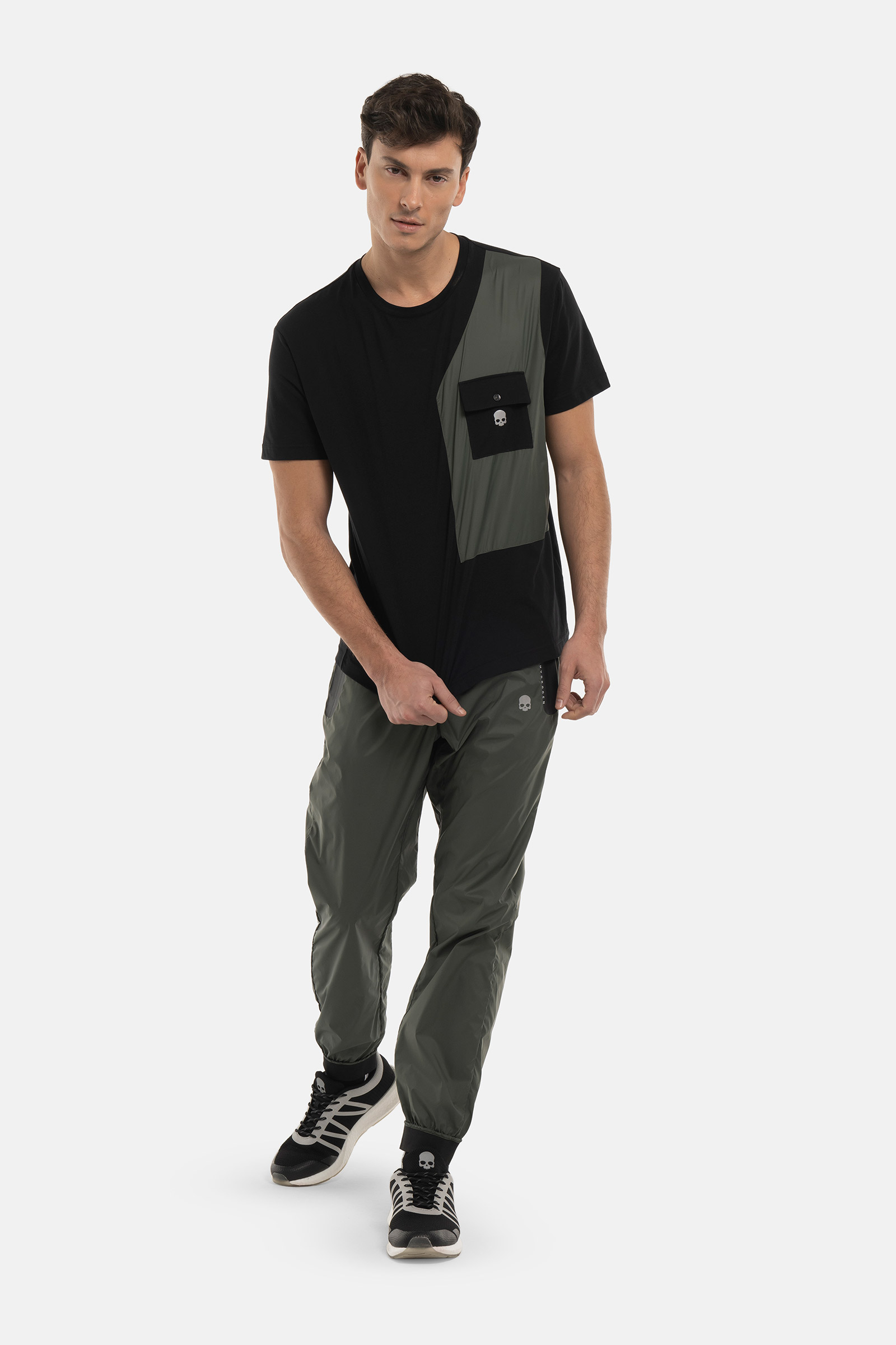 T-SHIRT IN NYLON - BLACK,GREEN - Abbigliamento sportivo | Hydrogen