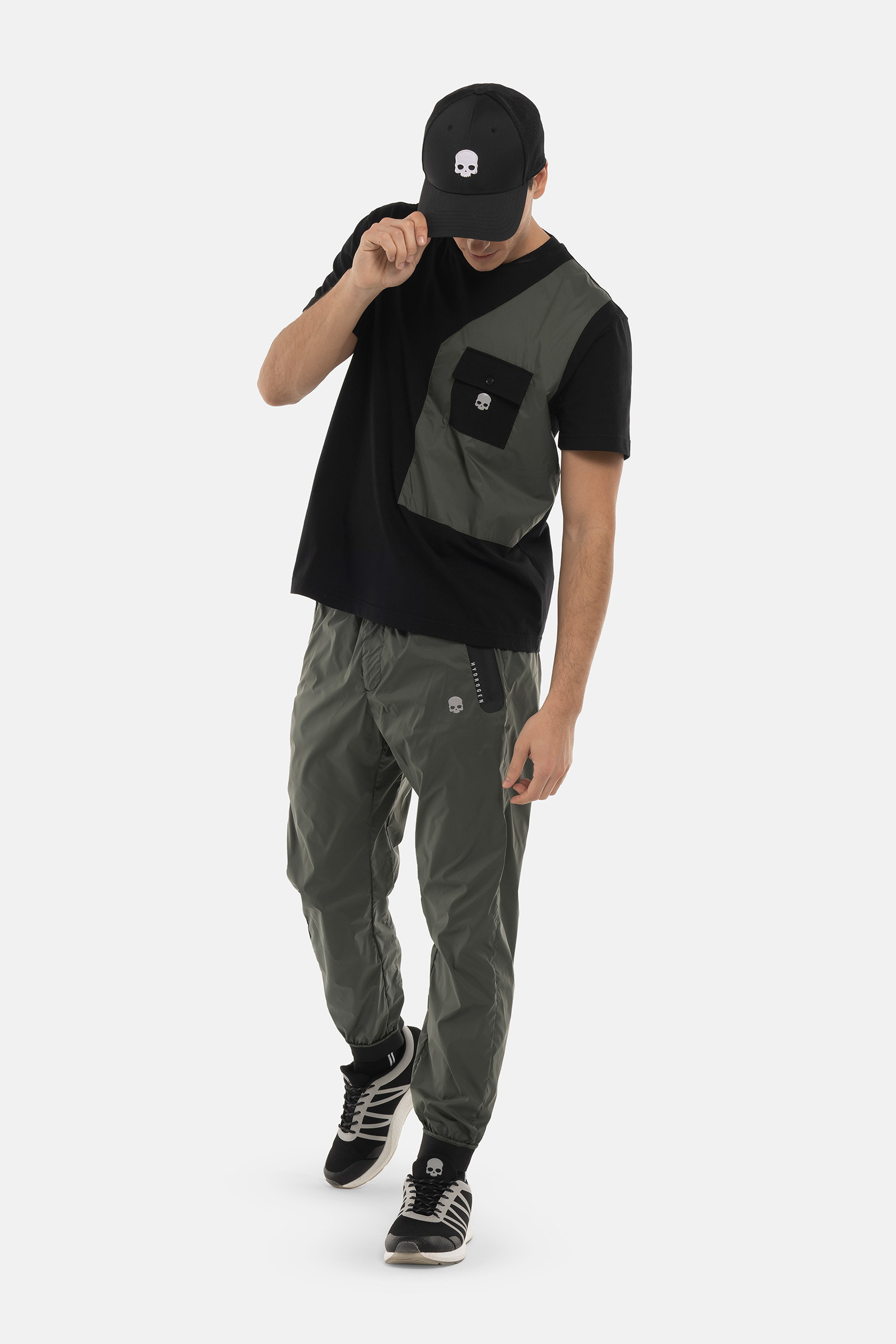 T-SHIRT IN NYLON - BLACK,GREEN - Abbigliamento sportivo | Hydrogen