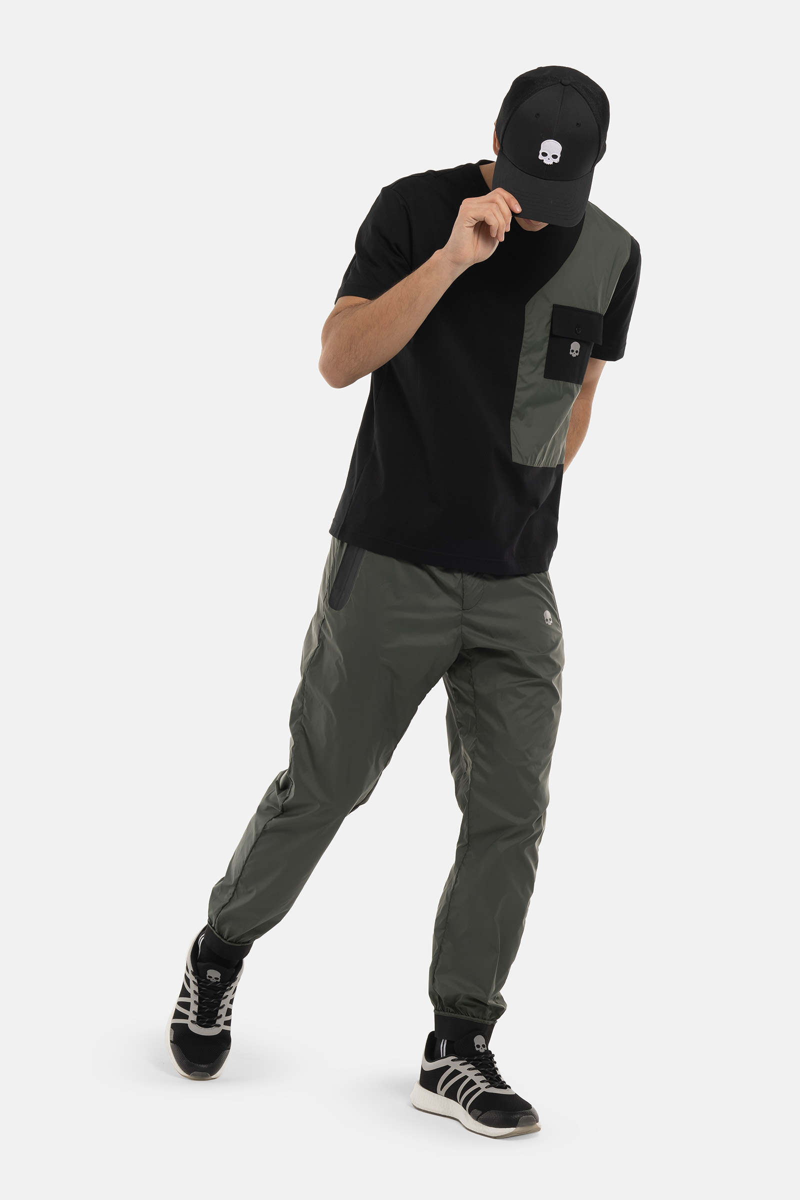 T-SHIRT IN NYLON - BLACK,GREEN - Abbigliamento sportivo | Hydrogen