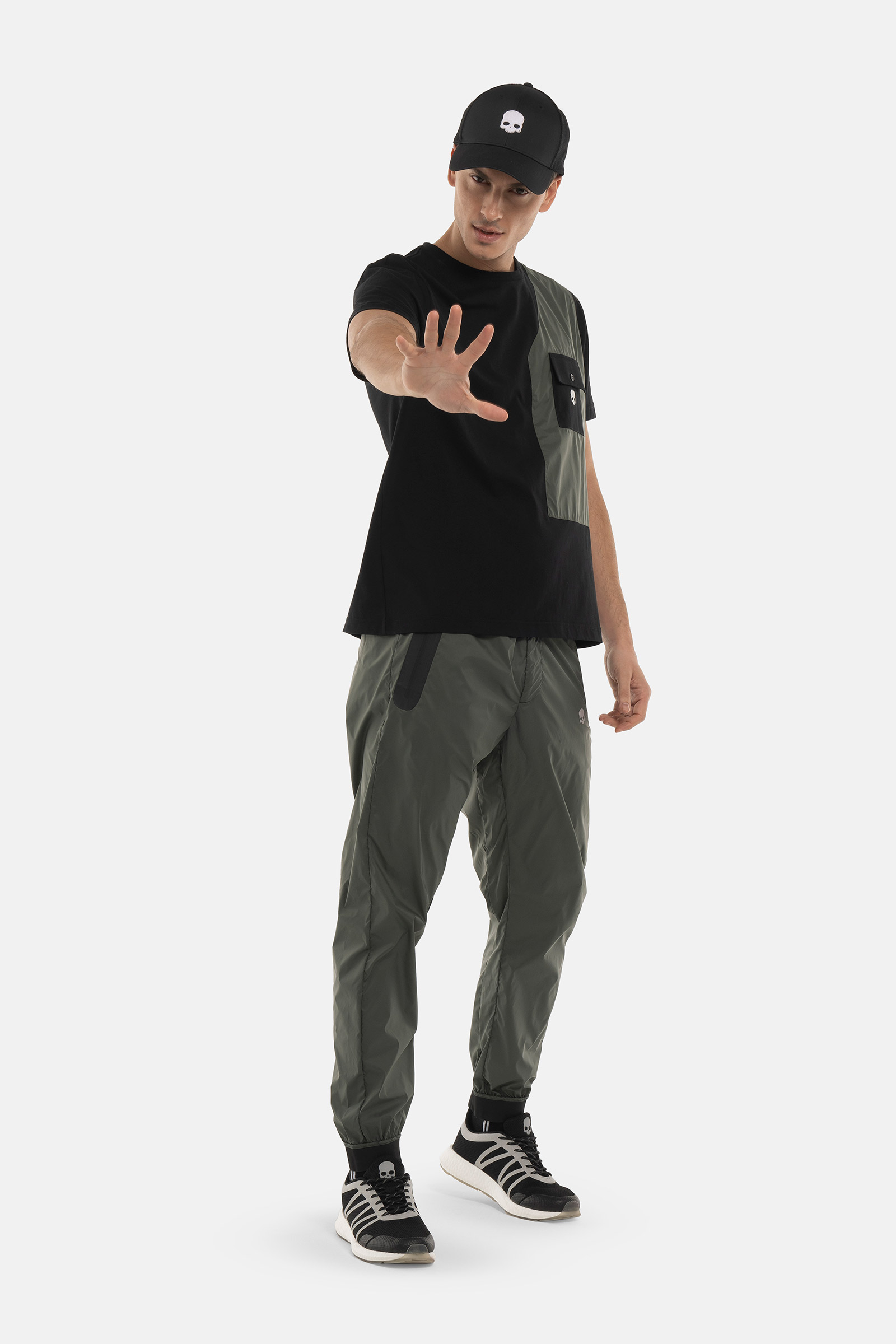 T-SHIRT IN NYLON - BLACK,GREEN - Abbigliamento sportivo | Hydrogen