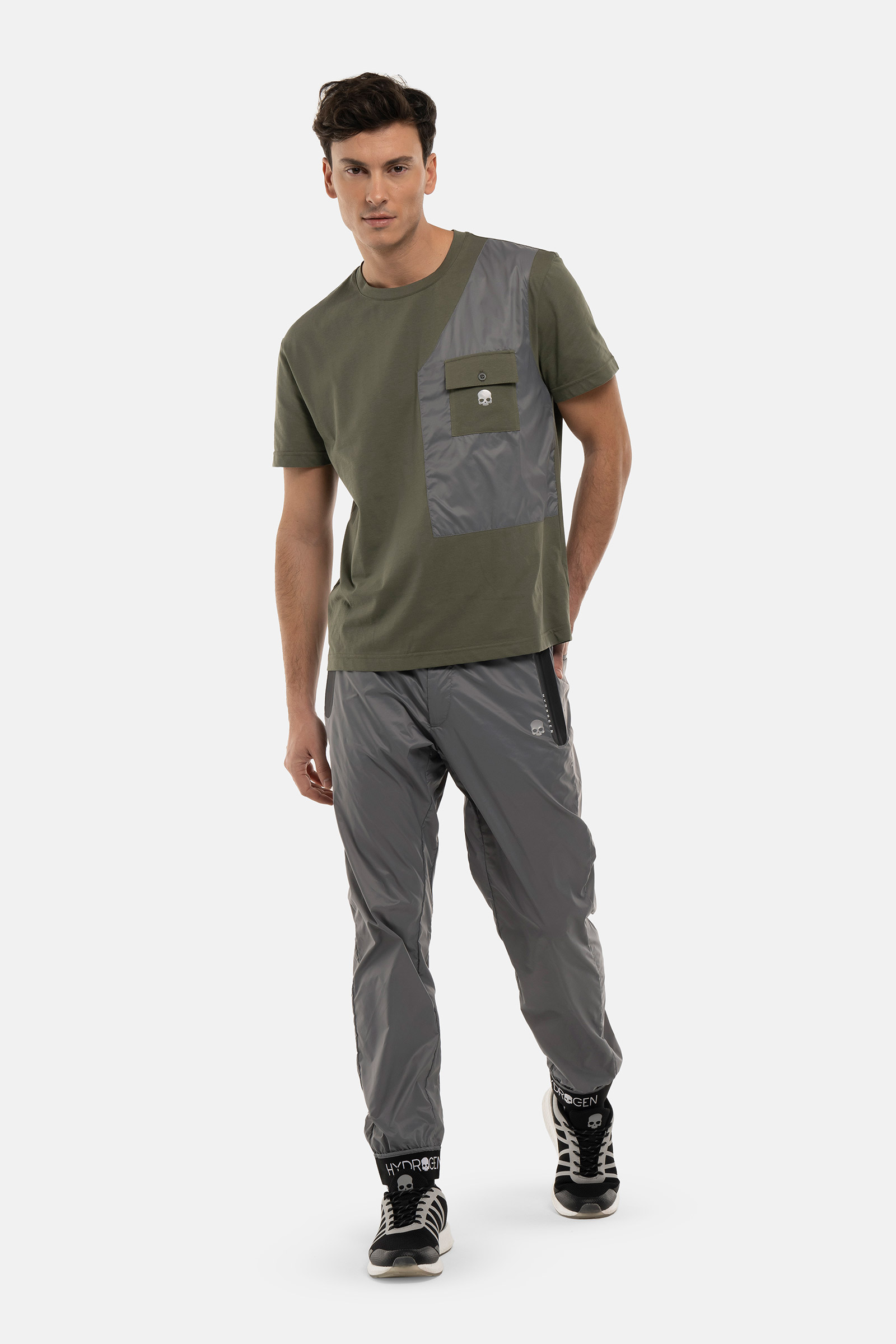 NYLON T-SHIRT - GREEN,GREY - Hydrogen - Luxury Sportwear