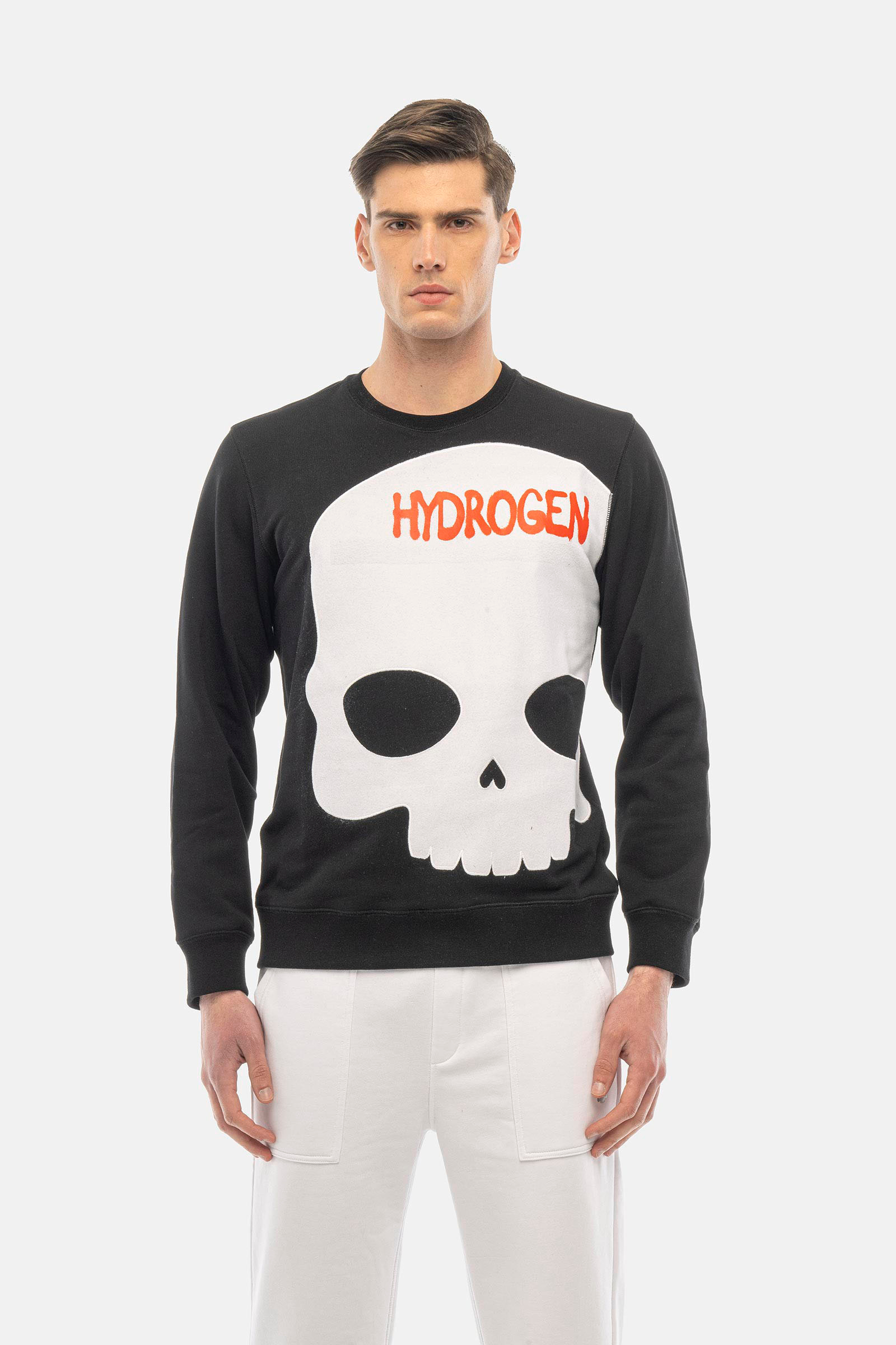 BIG SKULL CREWNECK SWEATSHIRT - BLACK - Hydrogen - Luxury Sportwear